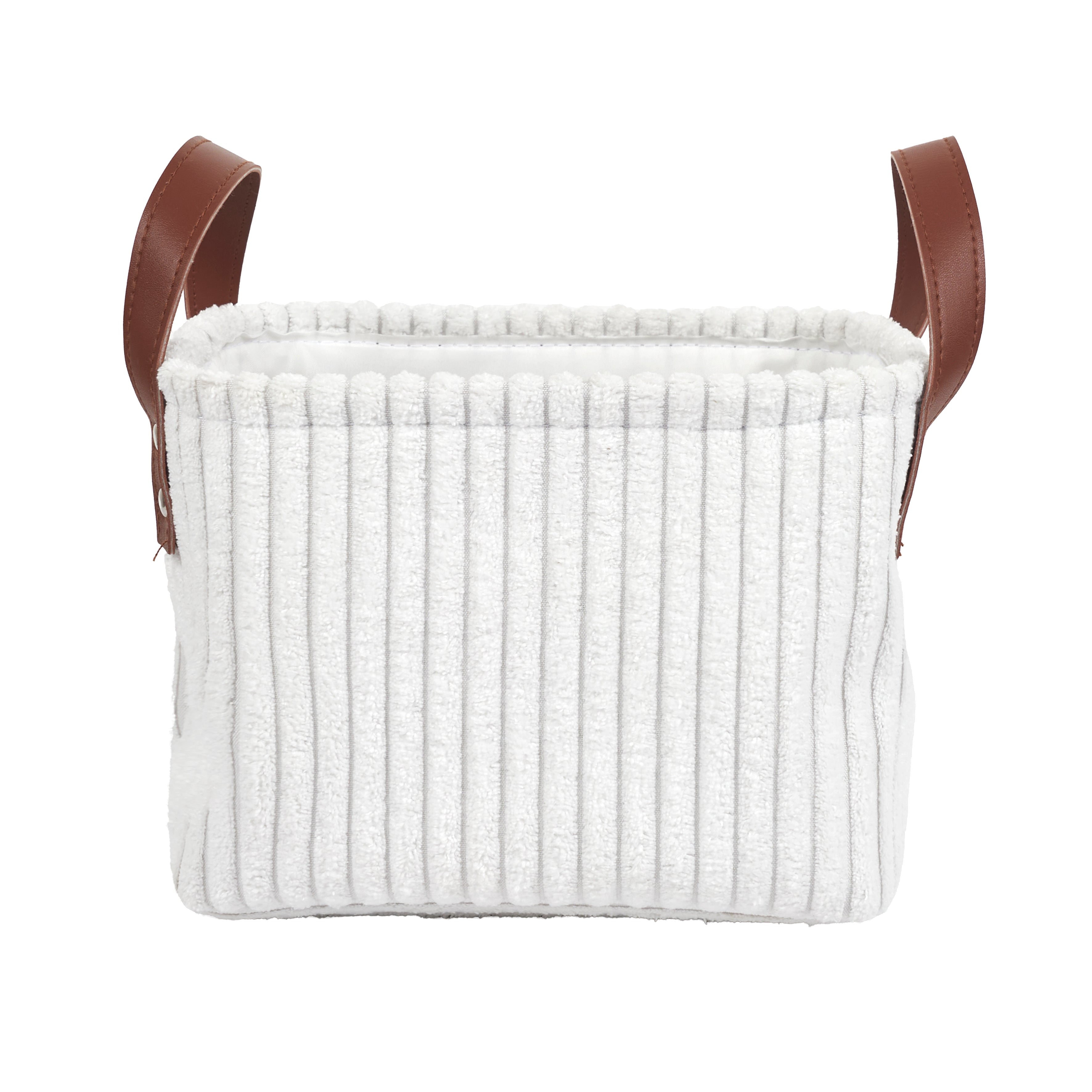 PANIER RANGEMENT BLANC VELOURS COTELE X3 H20CM