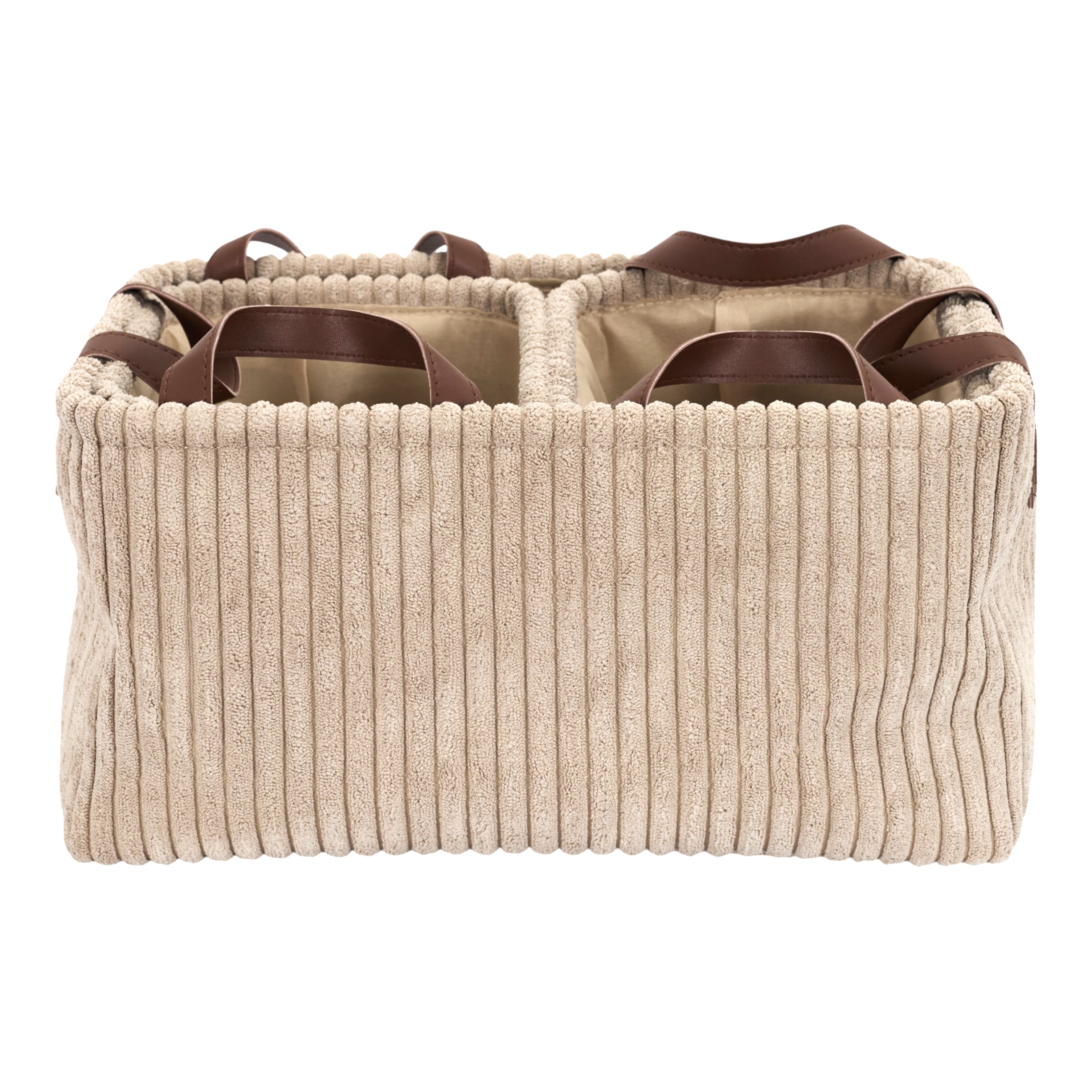 PANIER RANGEMENT TAUPE VELOURS COTELE X3 H20CM