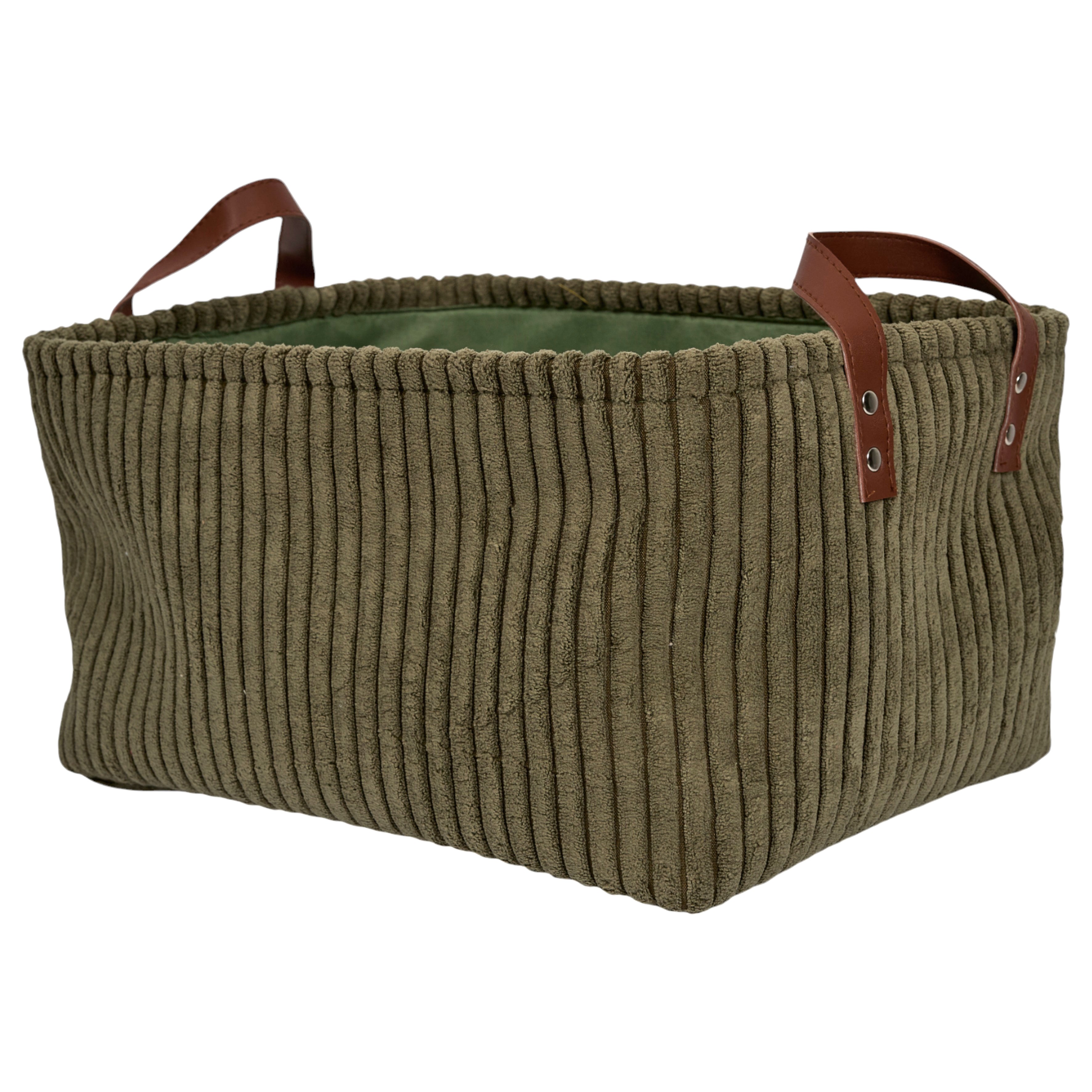 PANIER RANGEMENT VERT VELOURS COTELE X3 H20CM