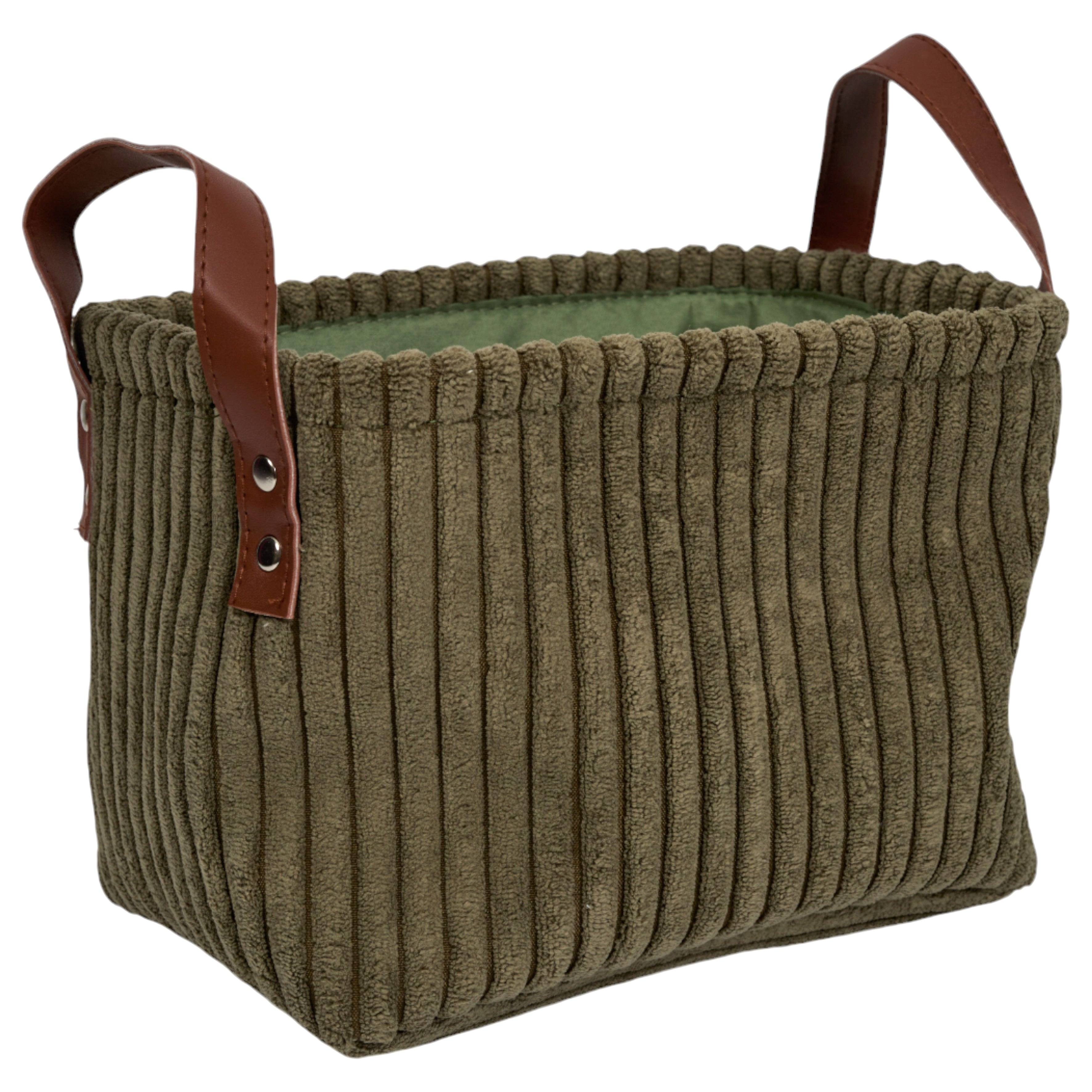 PANIER RANGEMENT VERT VELOURS COTELE X3 H20CM