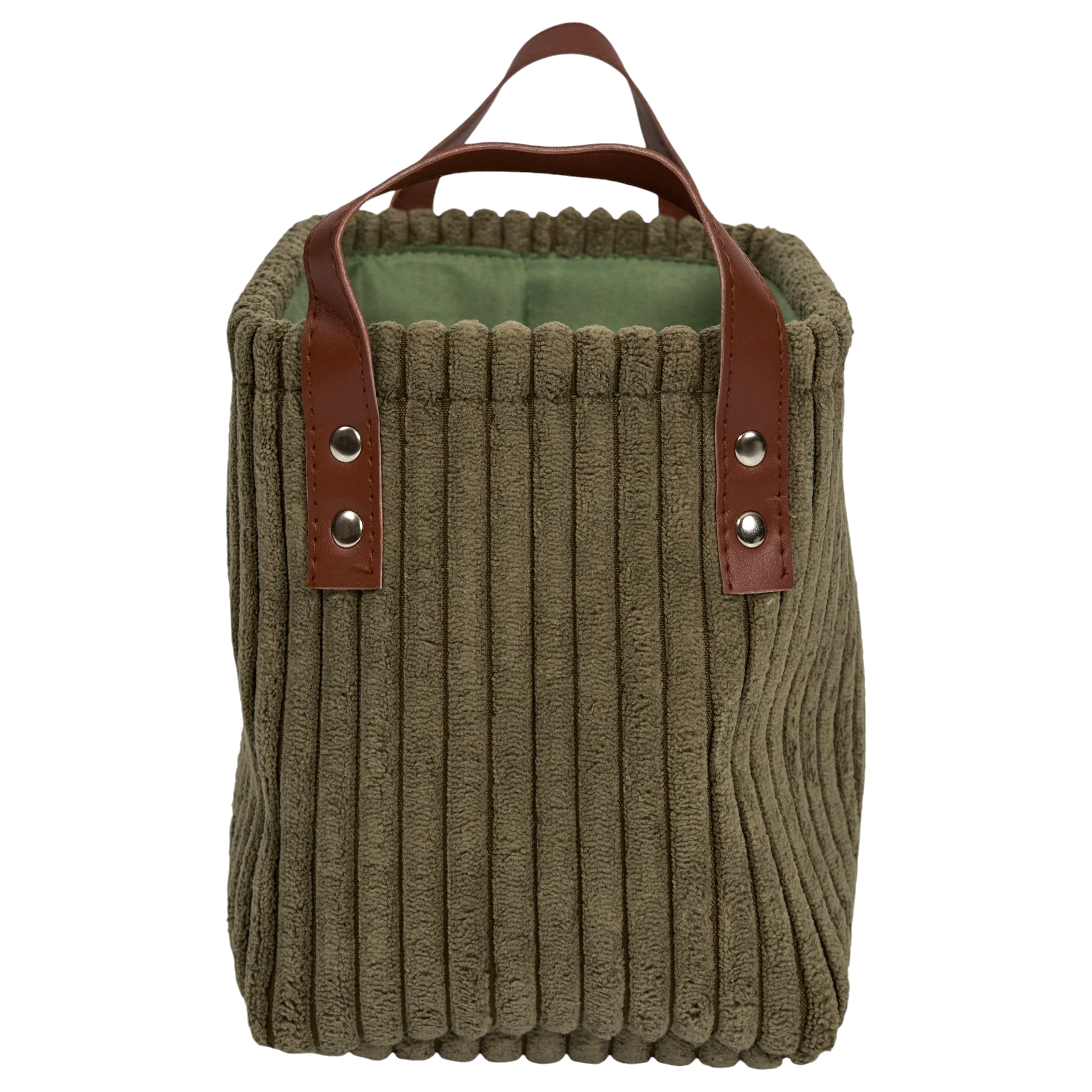 PANIER RANGEMENT VERT VELOURS COTELE X3 H20CM
