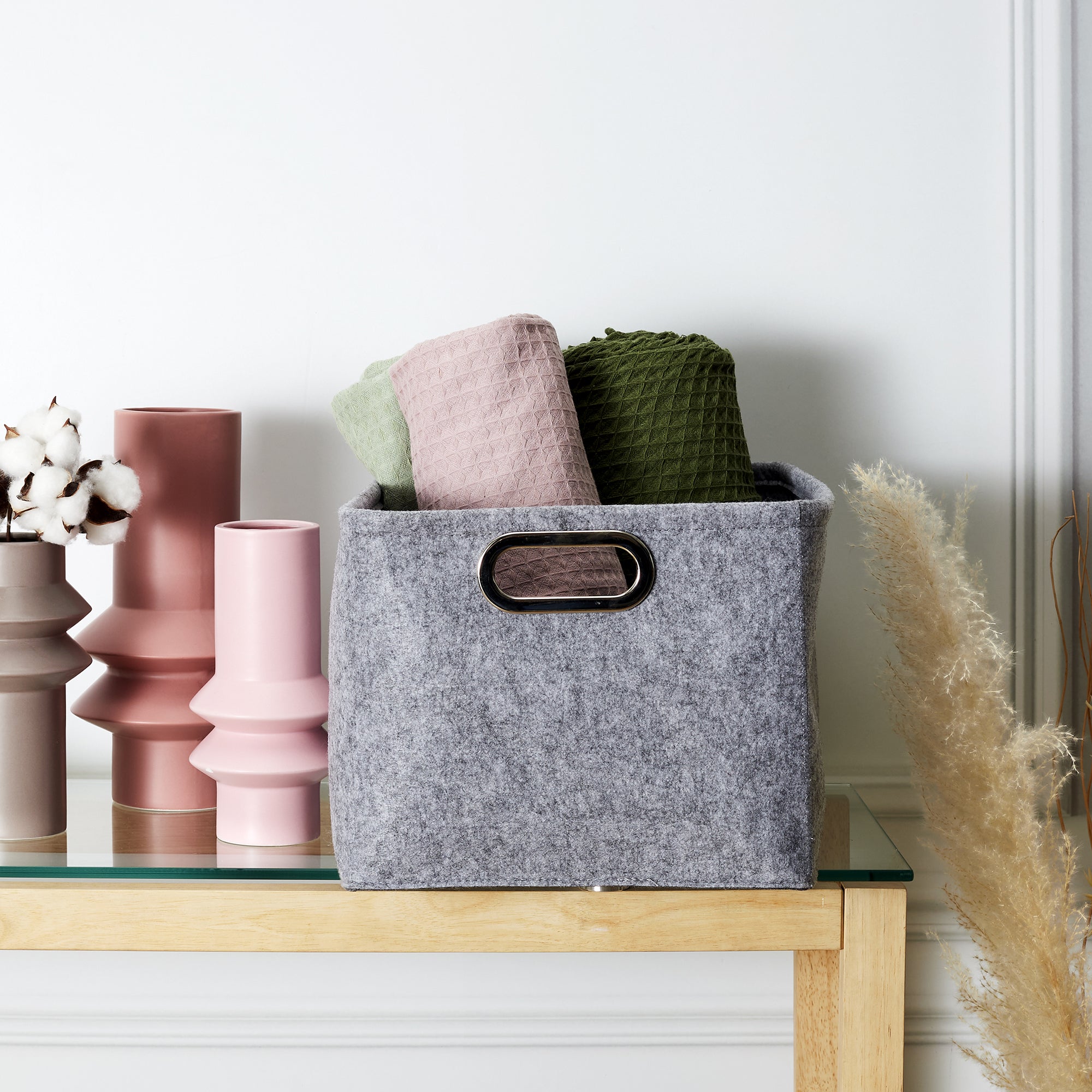 PANIER DE RANGEMENT CARRE ANSES METAL X2