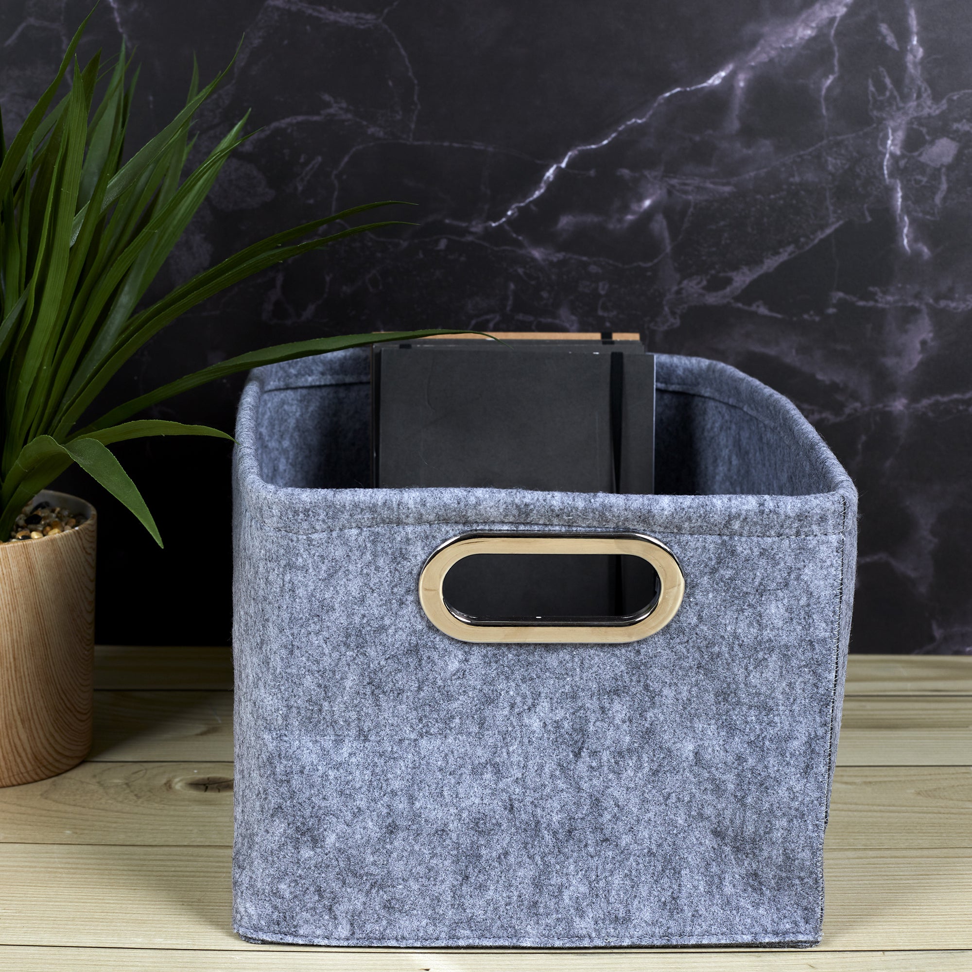 PANIER DE RANGEMENT CARRE ANSES METAL X2