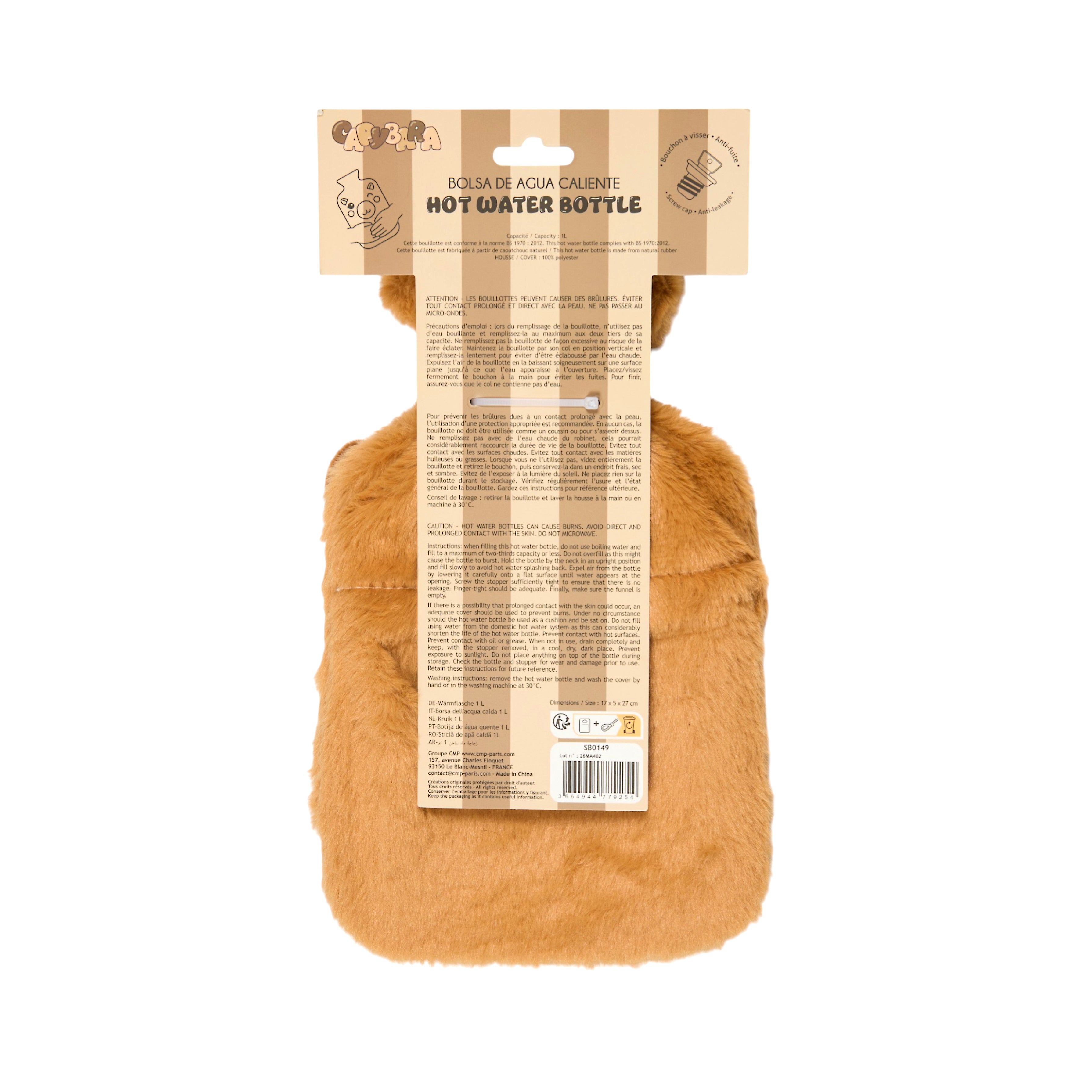 BOUILLOTTE 1L IMITATION FOURRURE CAPYBARA