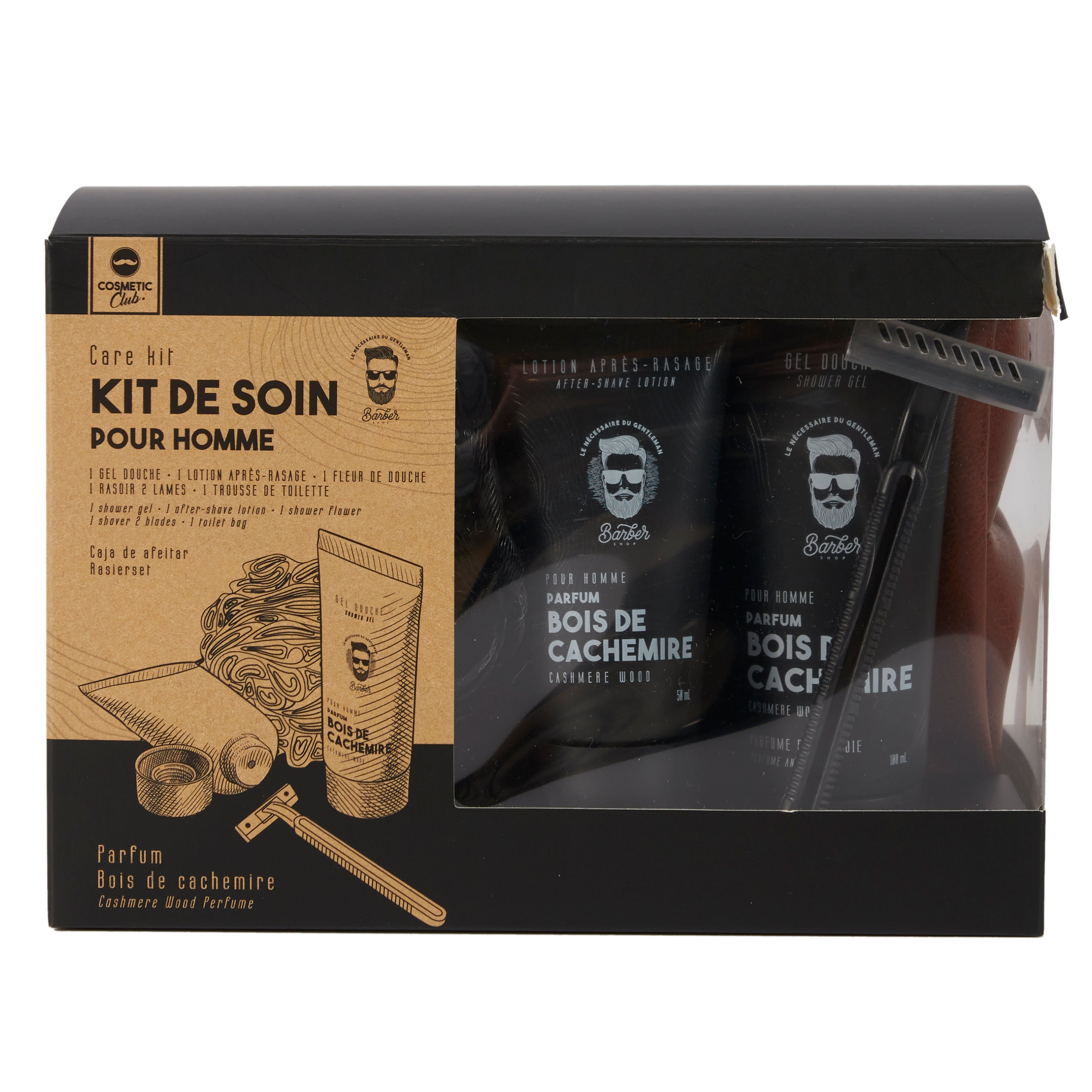 COFFRET SOIN CORPS HOMME 5 ACCESSOIRES