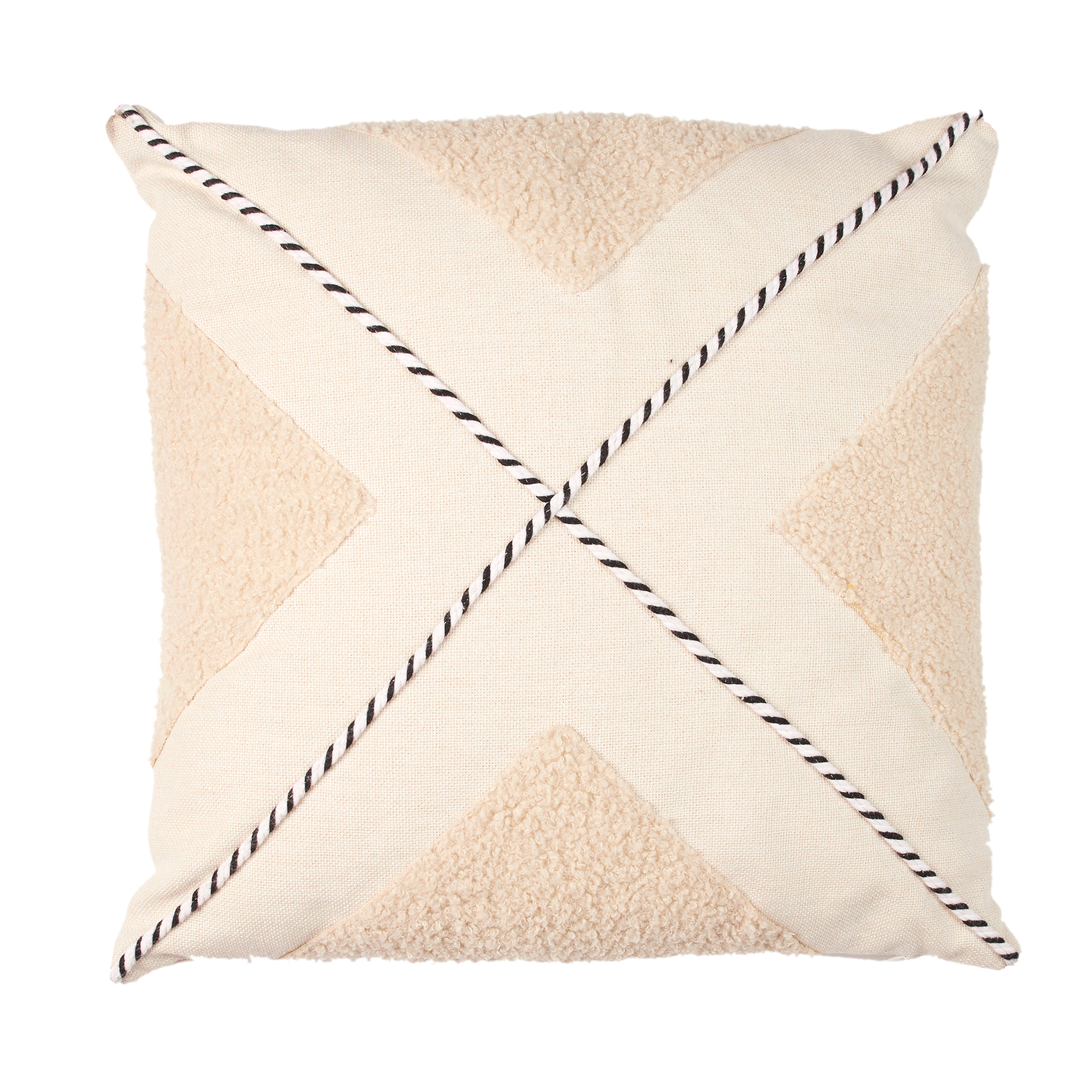 COUSSIN BEIGE ET BLANC BOUCLETTE 40X40CM