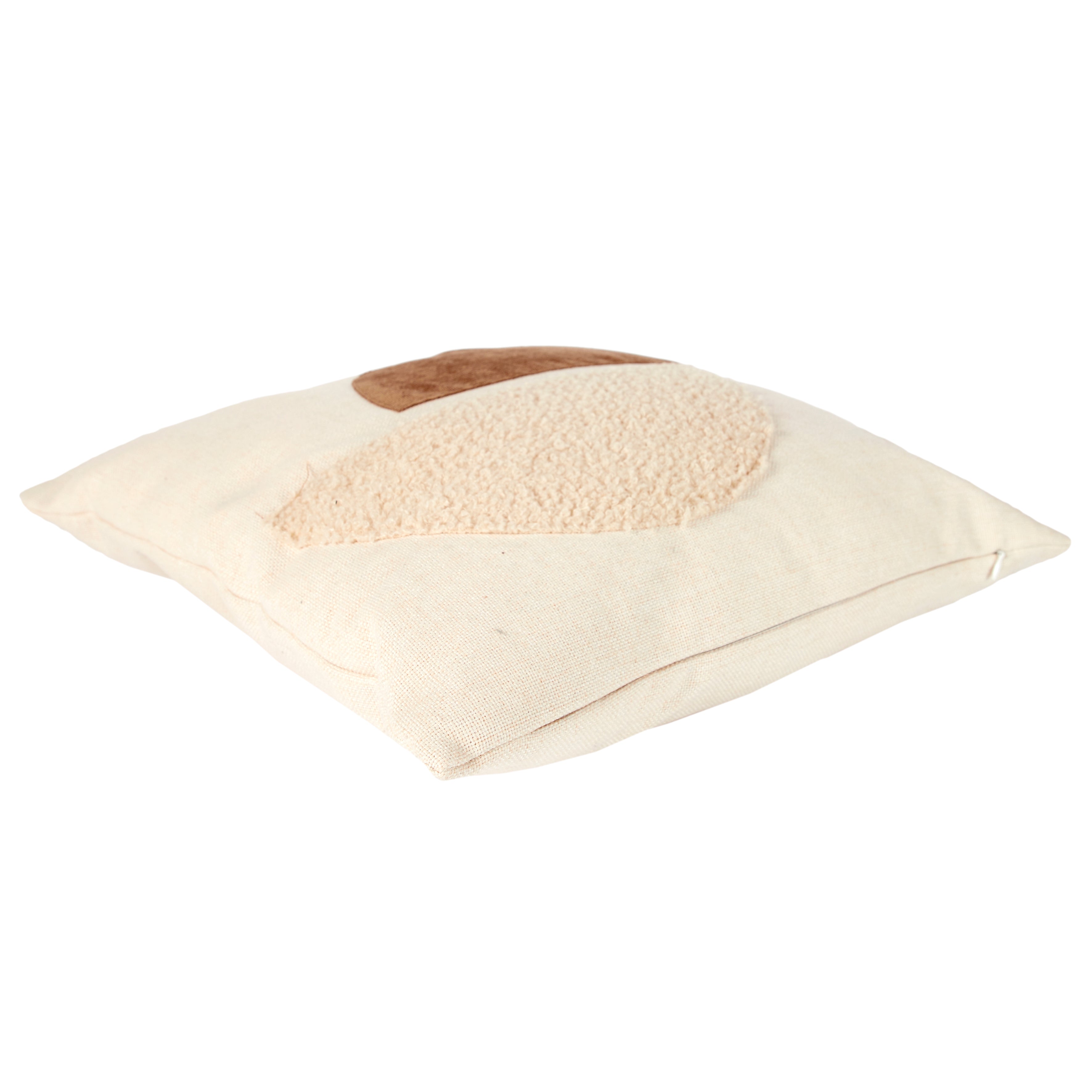 COUSSIN TAUPE IRISE ET BEIGE BOUCLETTE 40X40CM
