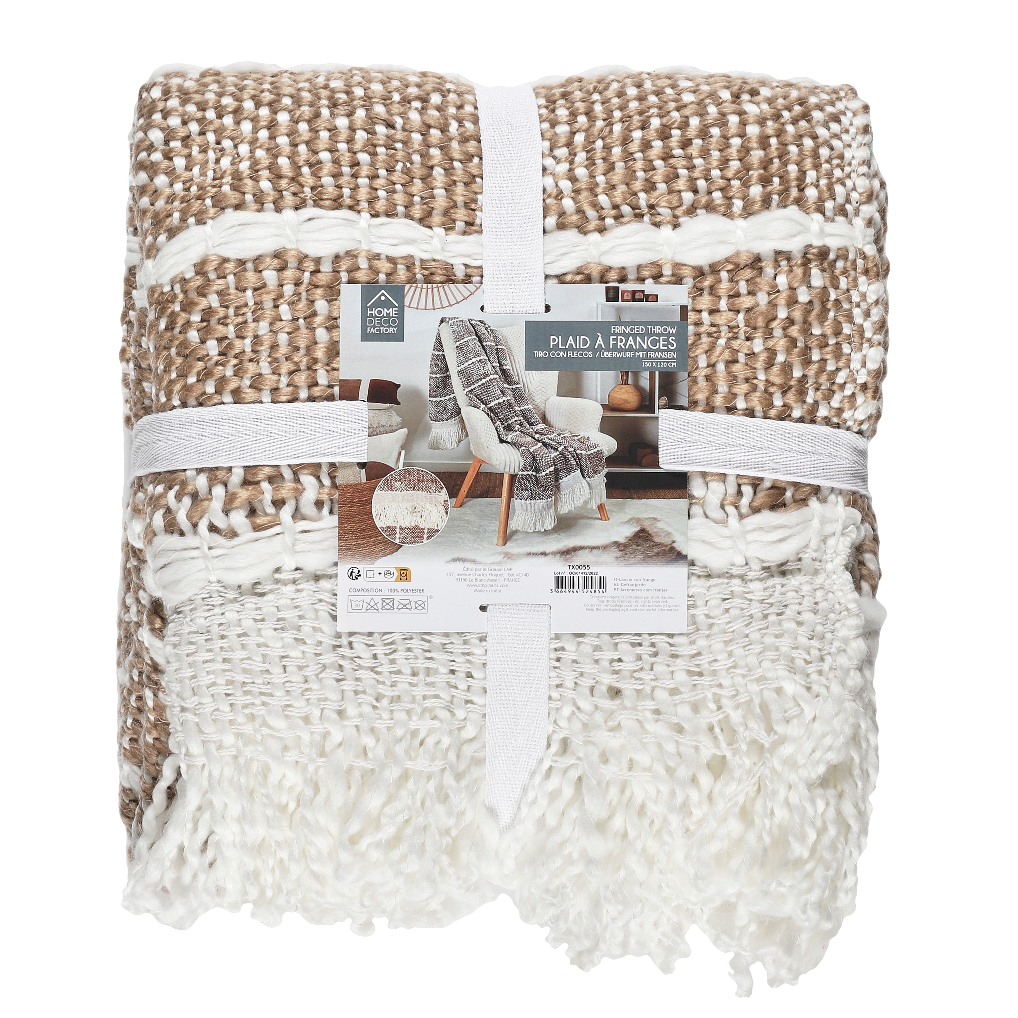 PLAID MAILLE TRESSEE A FRANGES