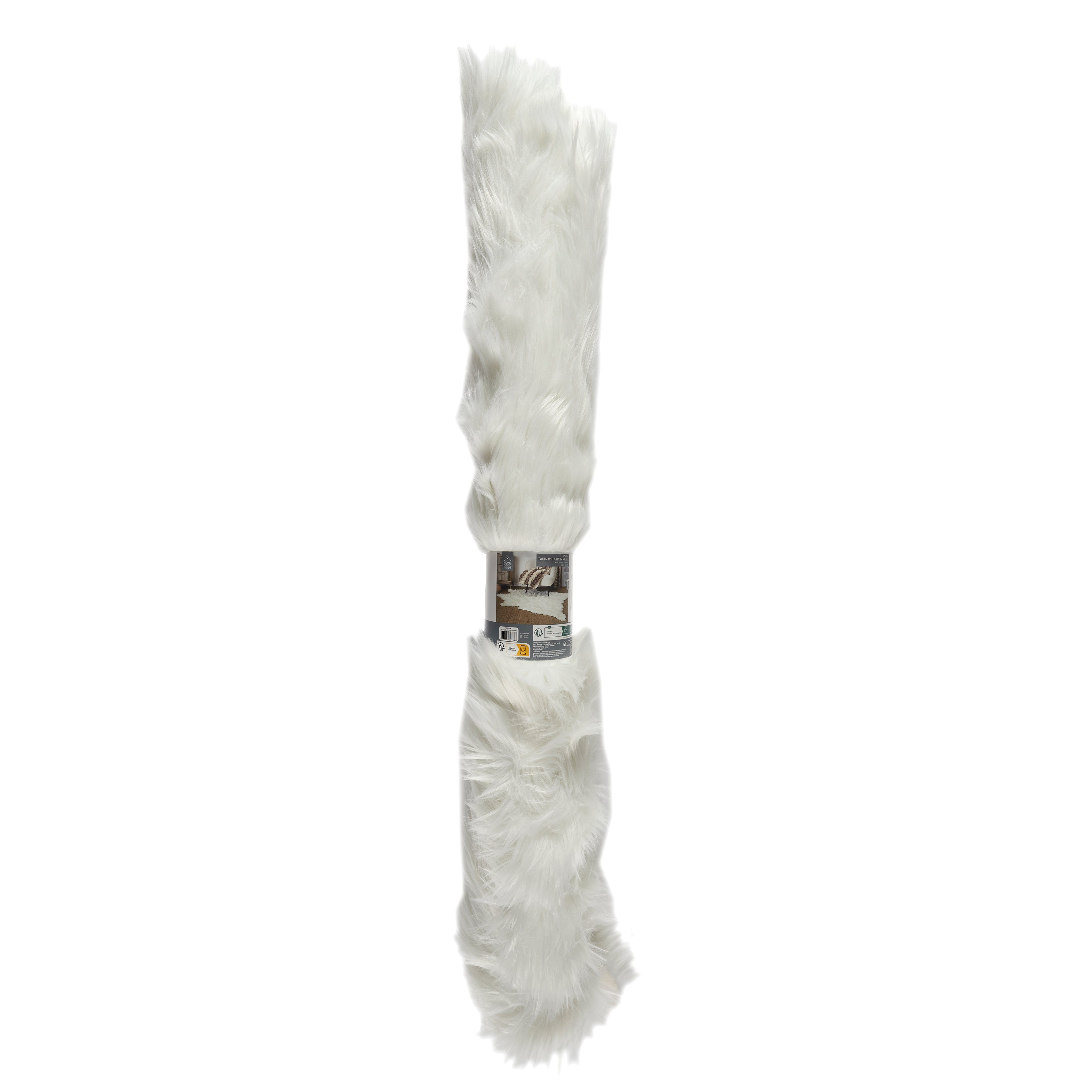 TAPIS FORME PEAU DE BETE FAUSSE FOURURE BLANC