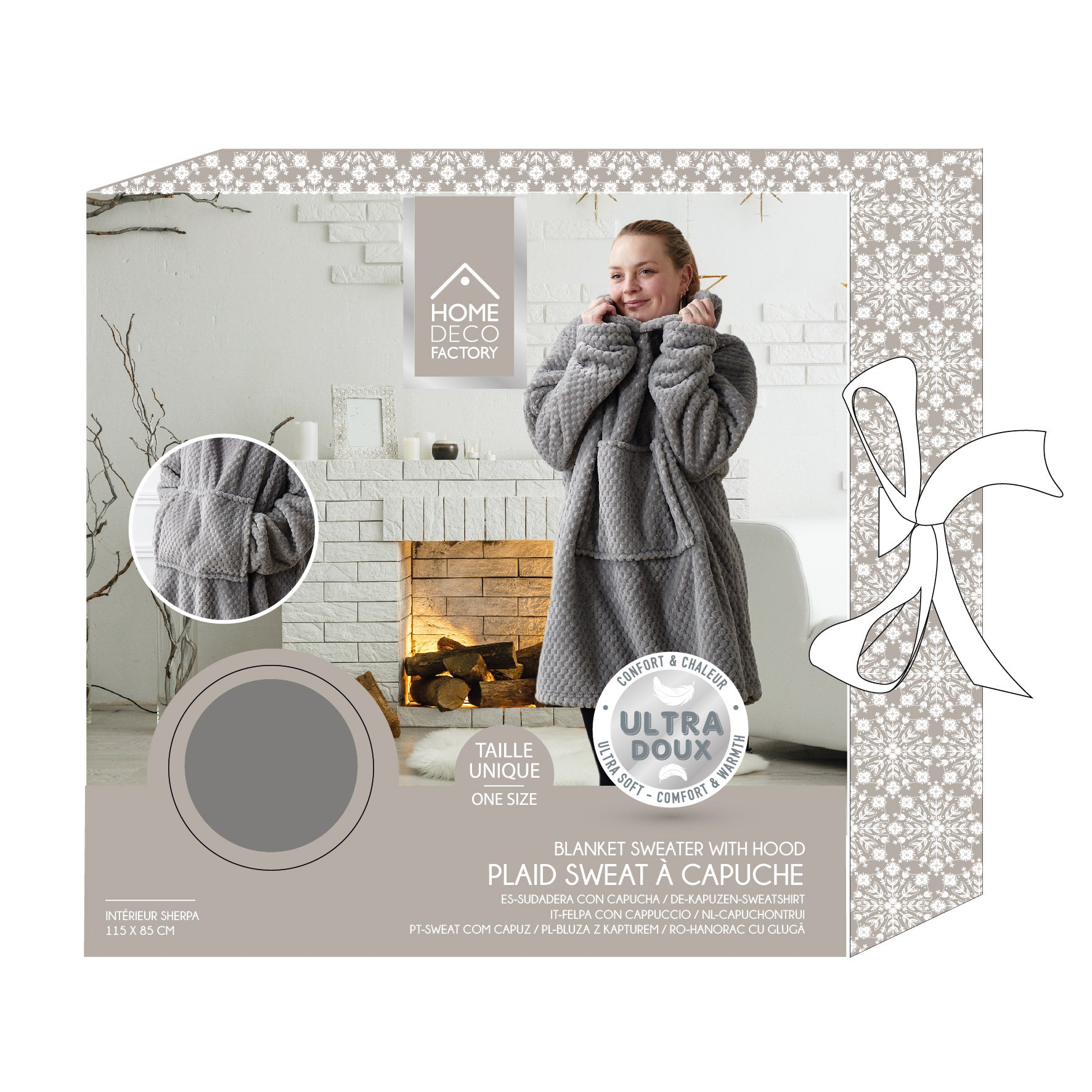 SWEAT PLAID EFFET NID D ABEILLE INT SHERPA