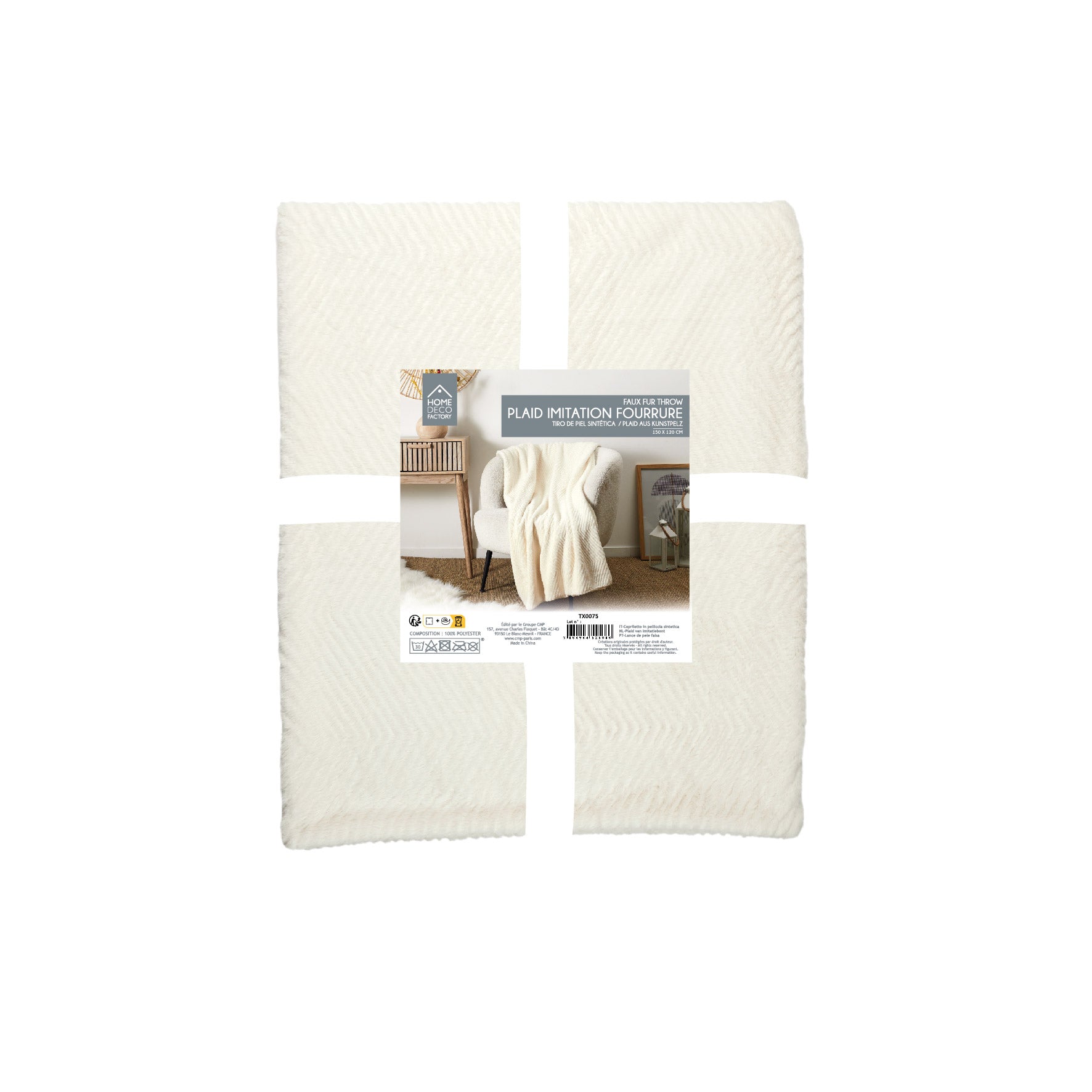 PLAID FAUSSE FOURRURE BLANC