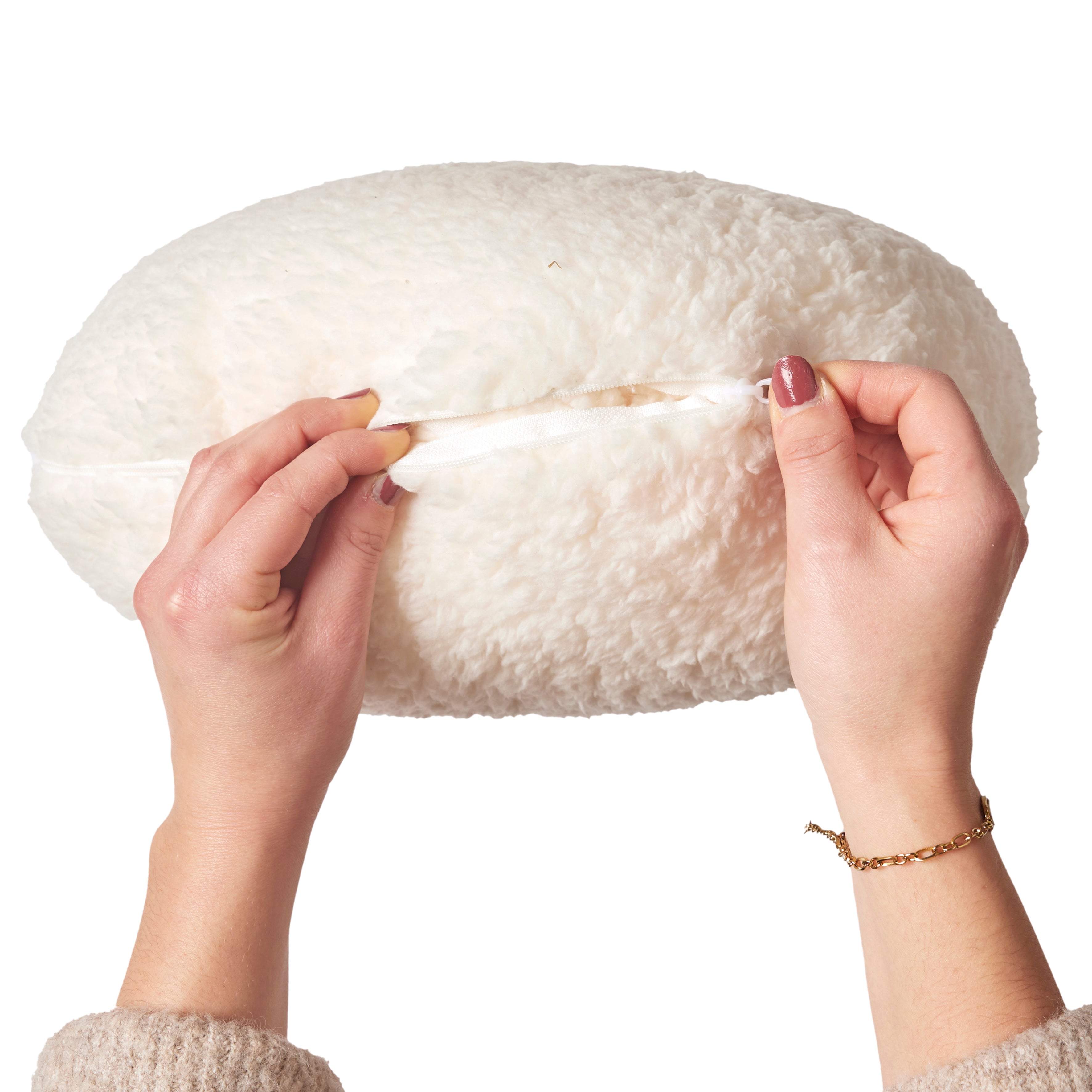 COUSSIN ET PLAID SHERPA CREME 120X150CM