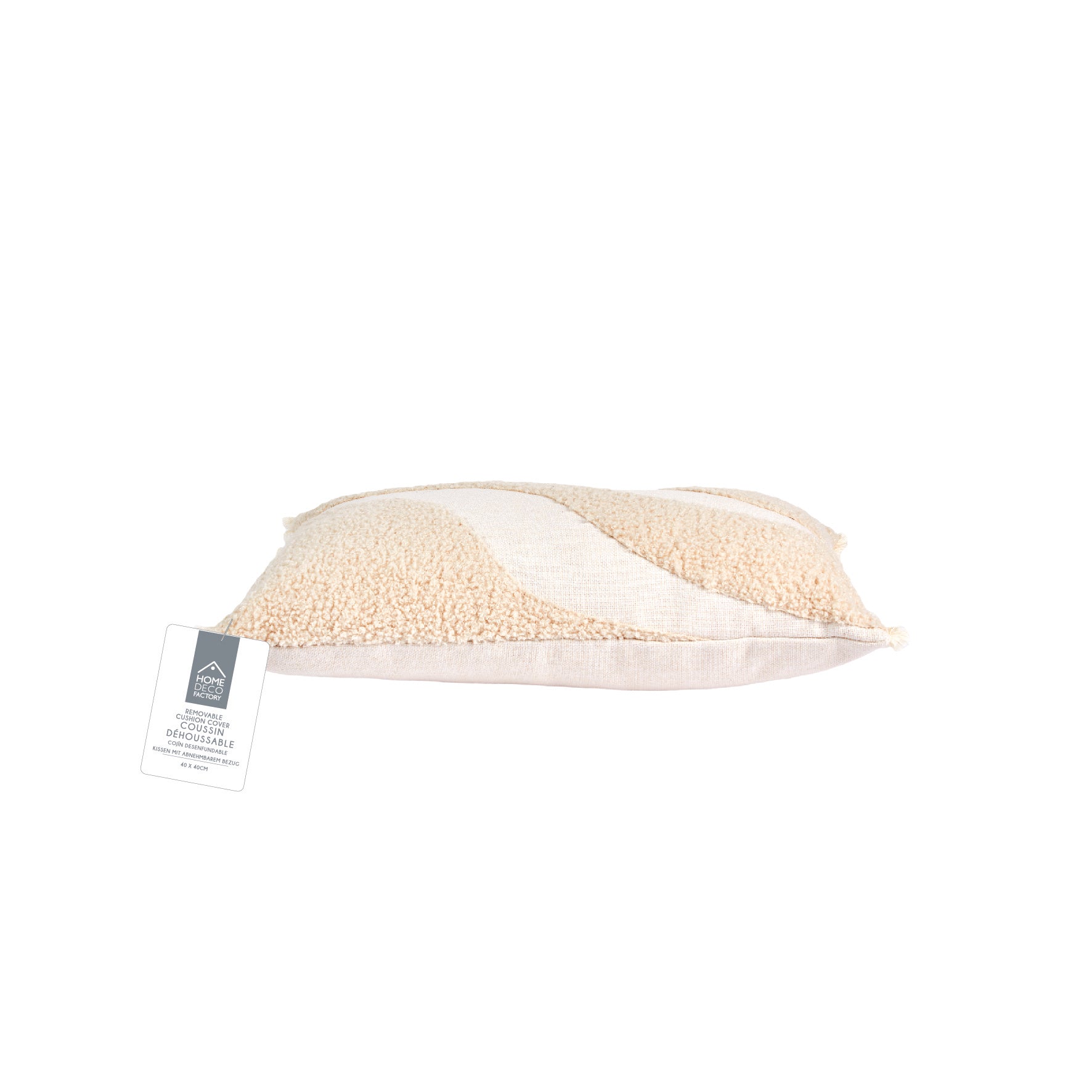 COUSSIN BEIGE ET BLANC BOUCLETTE 30X50CM