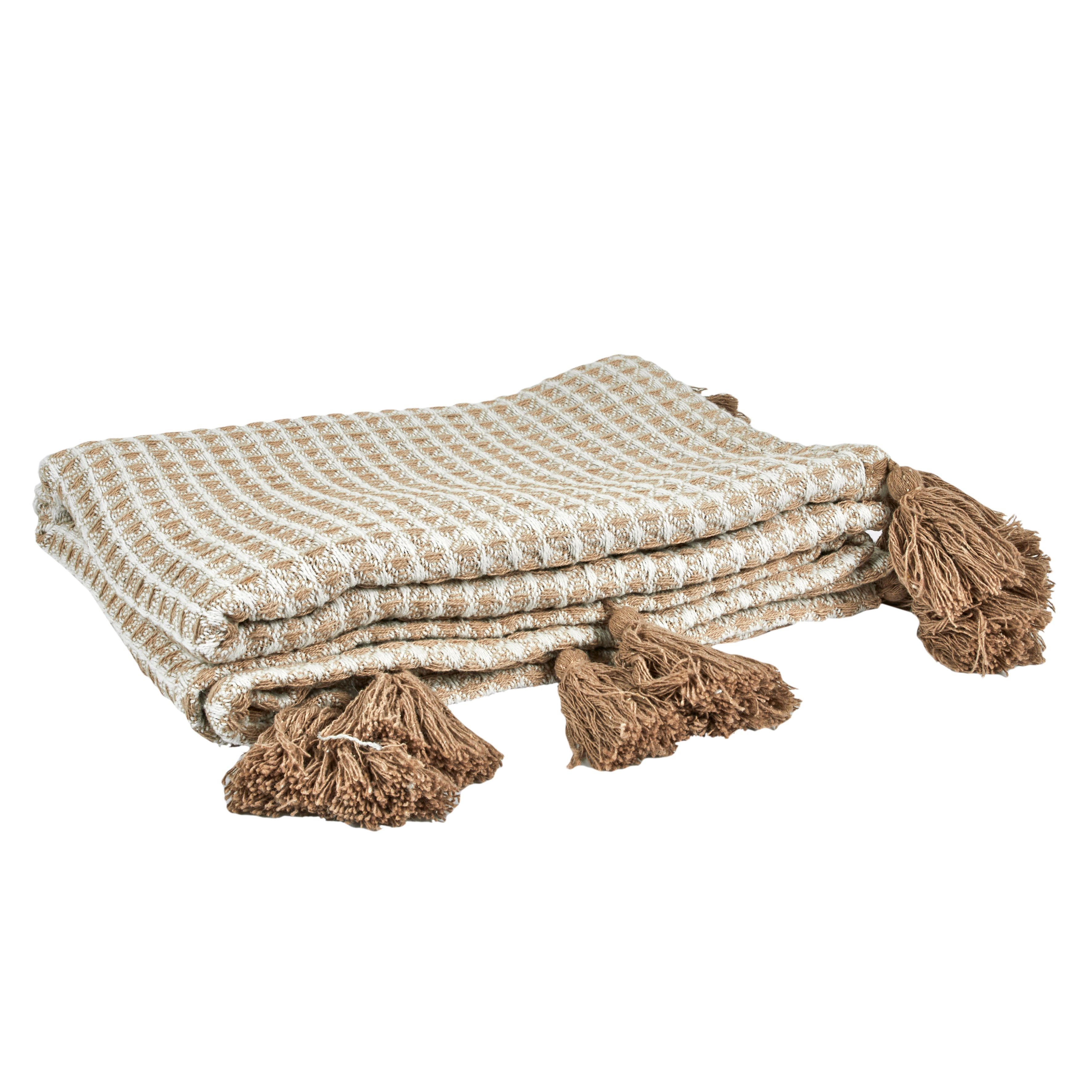 PLAID NID D ABEILLE BEIGE ET TAUPE 125X150CM