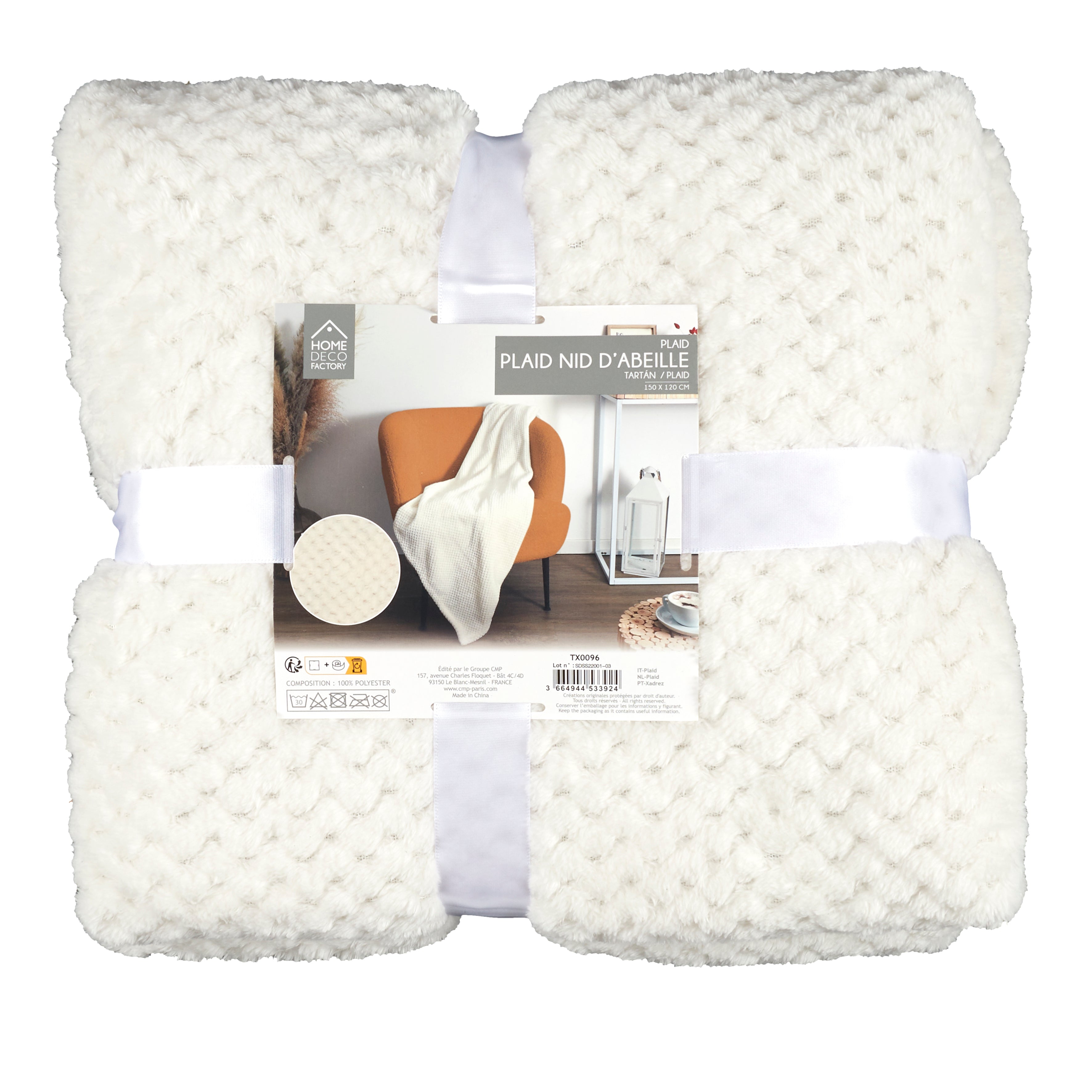 PLAID NID D ABEILLE CREME 120X150CM