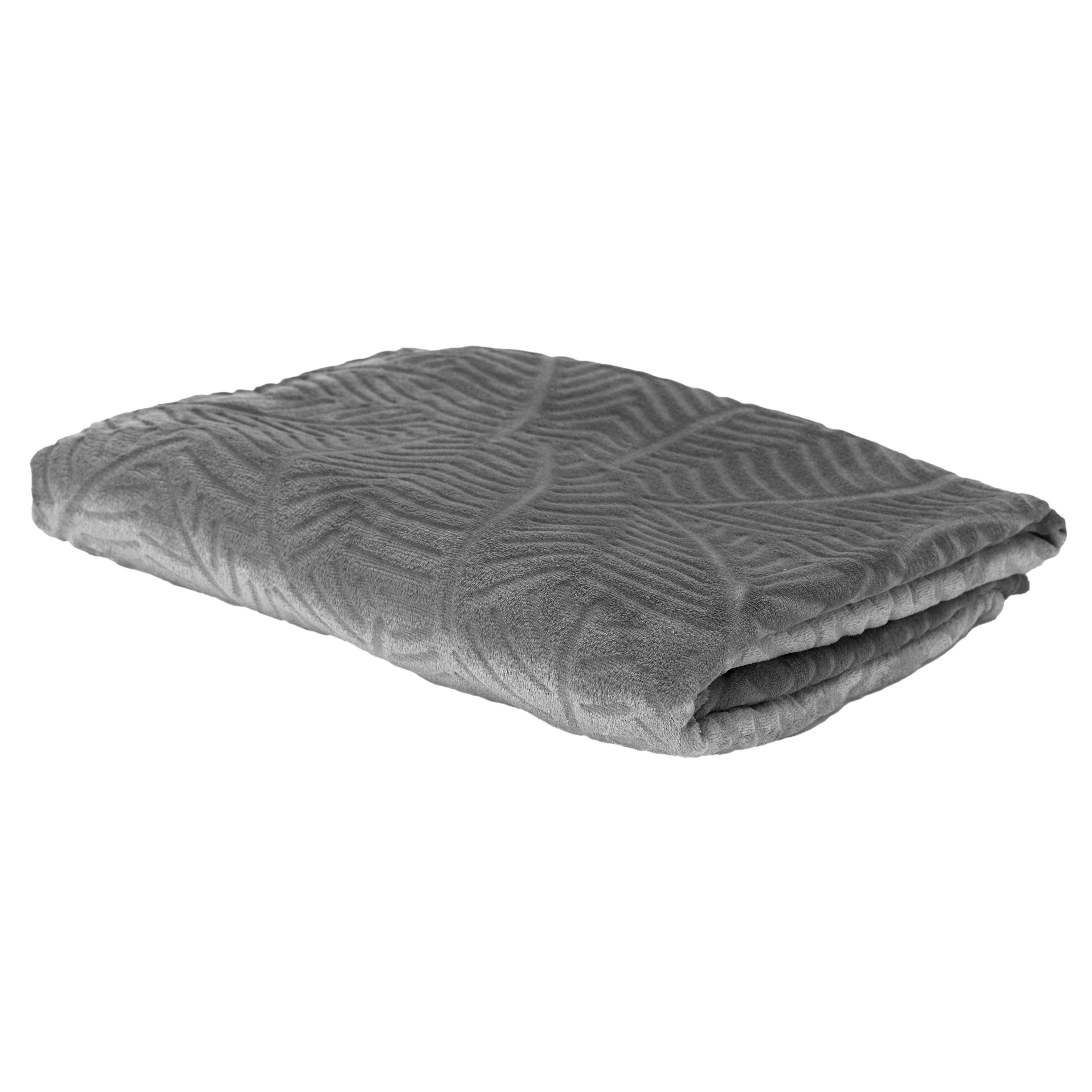 PLAID FLANELLE EMBOSSE GRIS FONCE 150X200CM