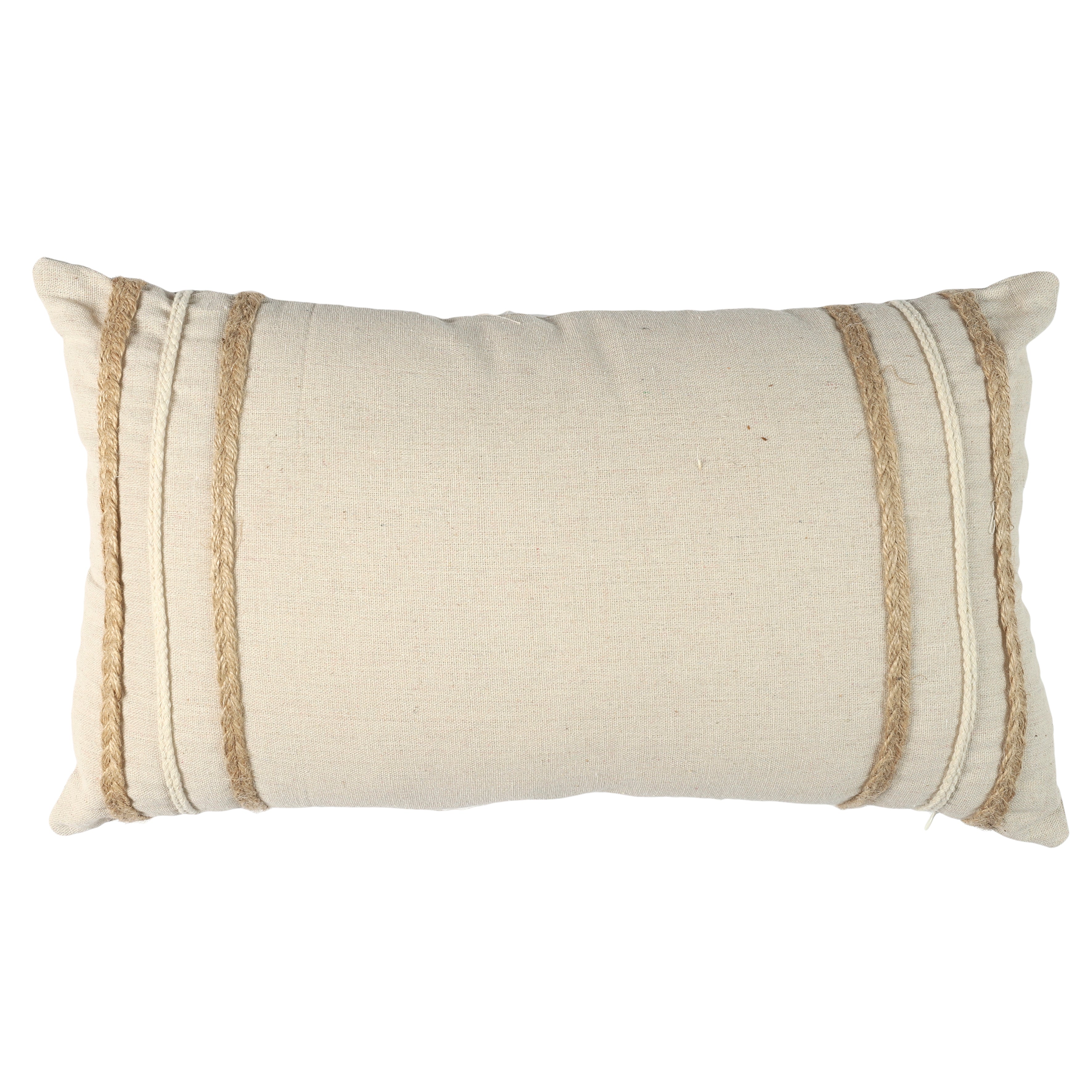 COUSSIN BEIGE ET BLANC TRESSE 30X50CM