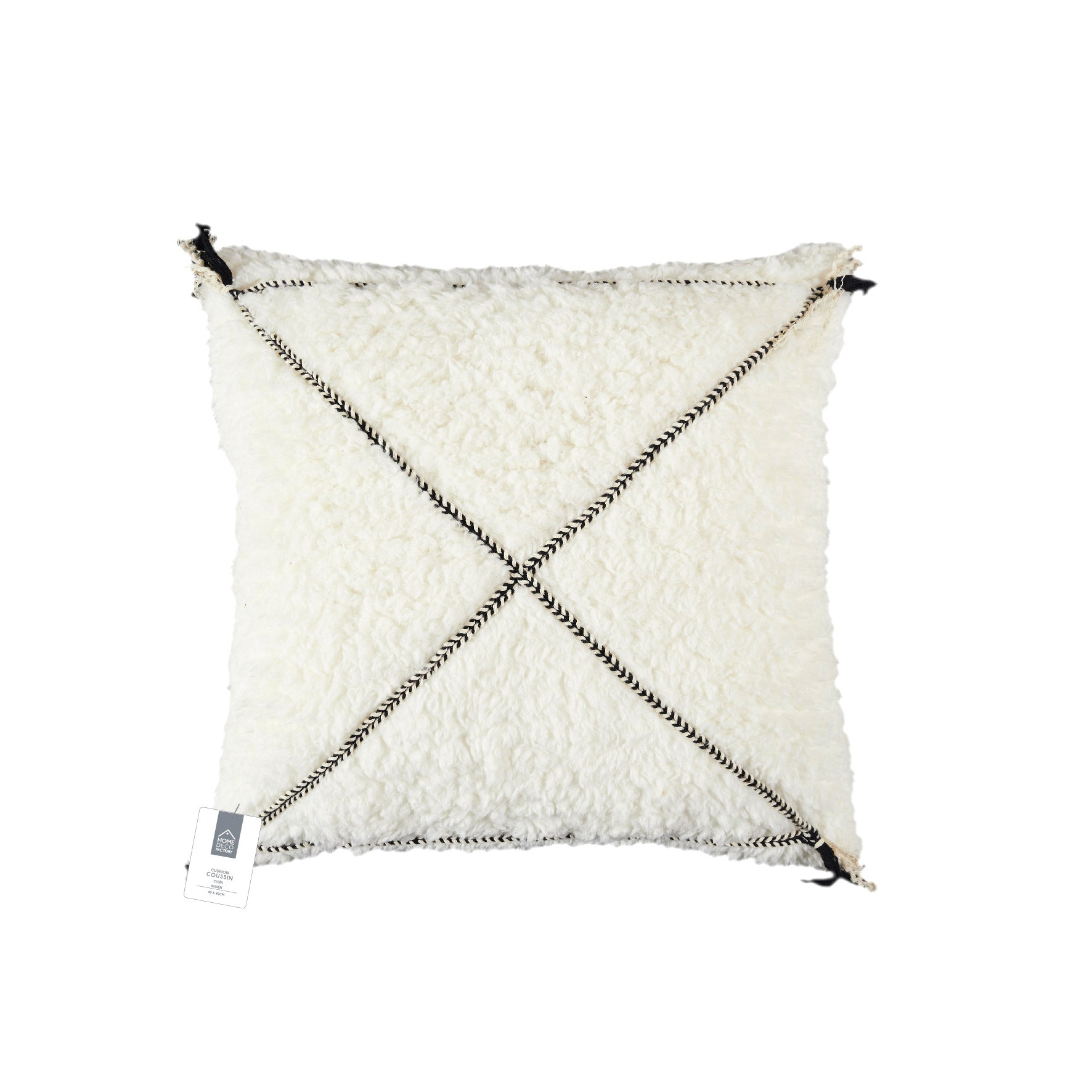 COUSSIN SHERPA BLANC MOTIF TRESSE 40X40CM