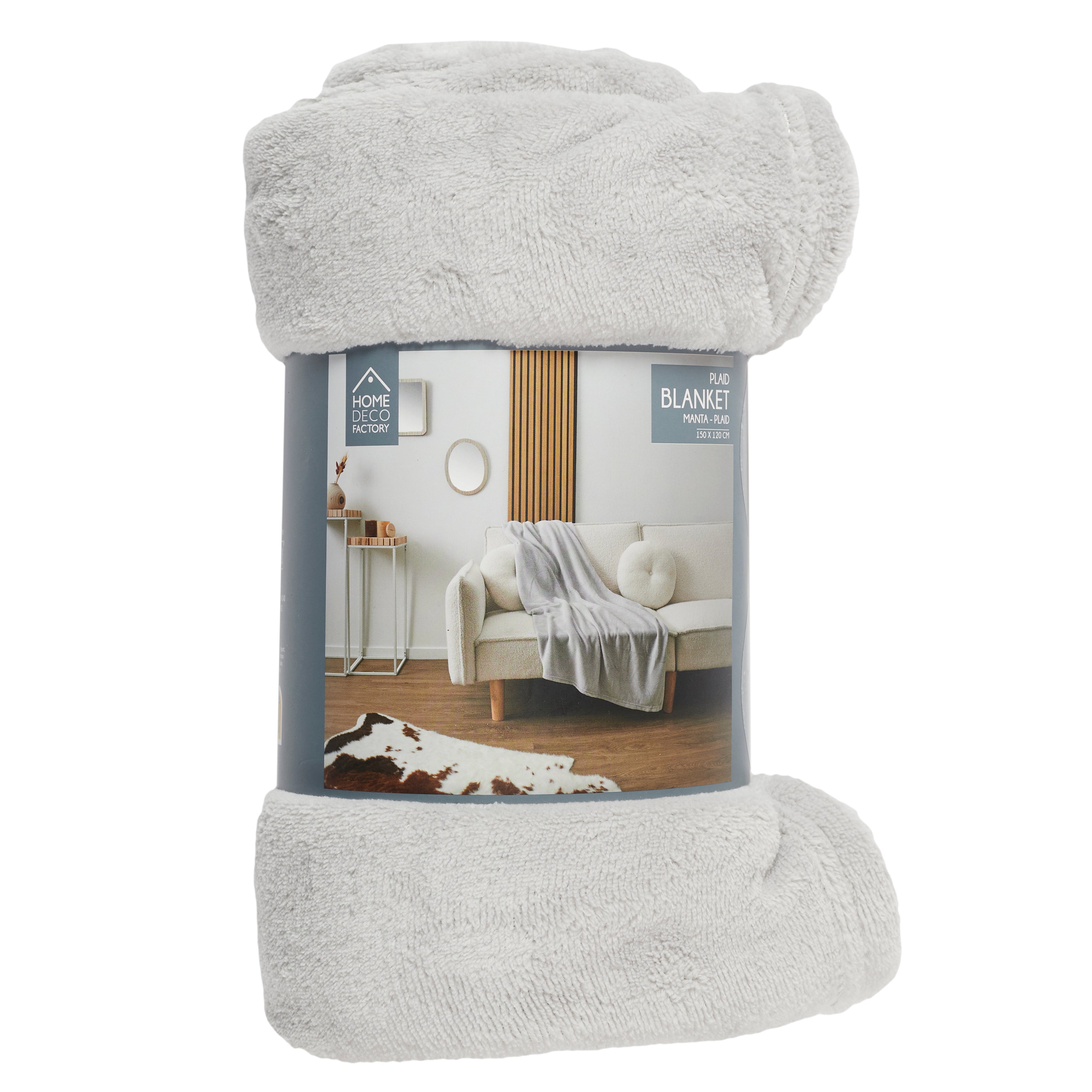 PLAID MICROFIBRE GRIS CLAIR 120X150CM