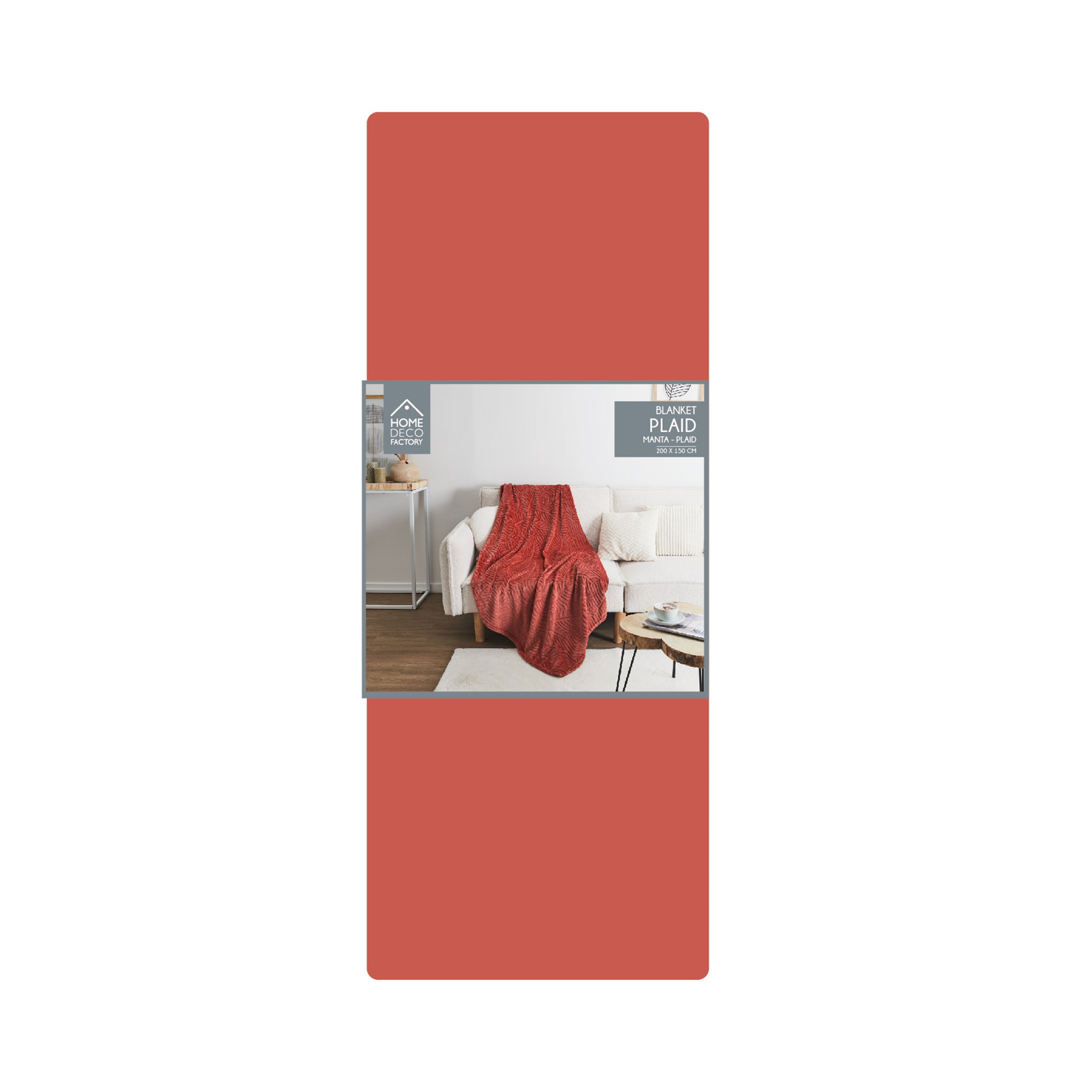 PLAID FLANELLE EMBOSSE TERRACOTTA 150X200CM