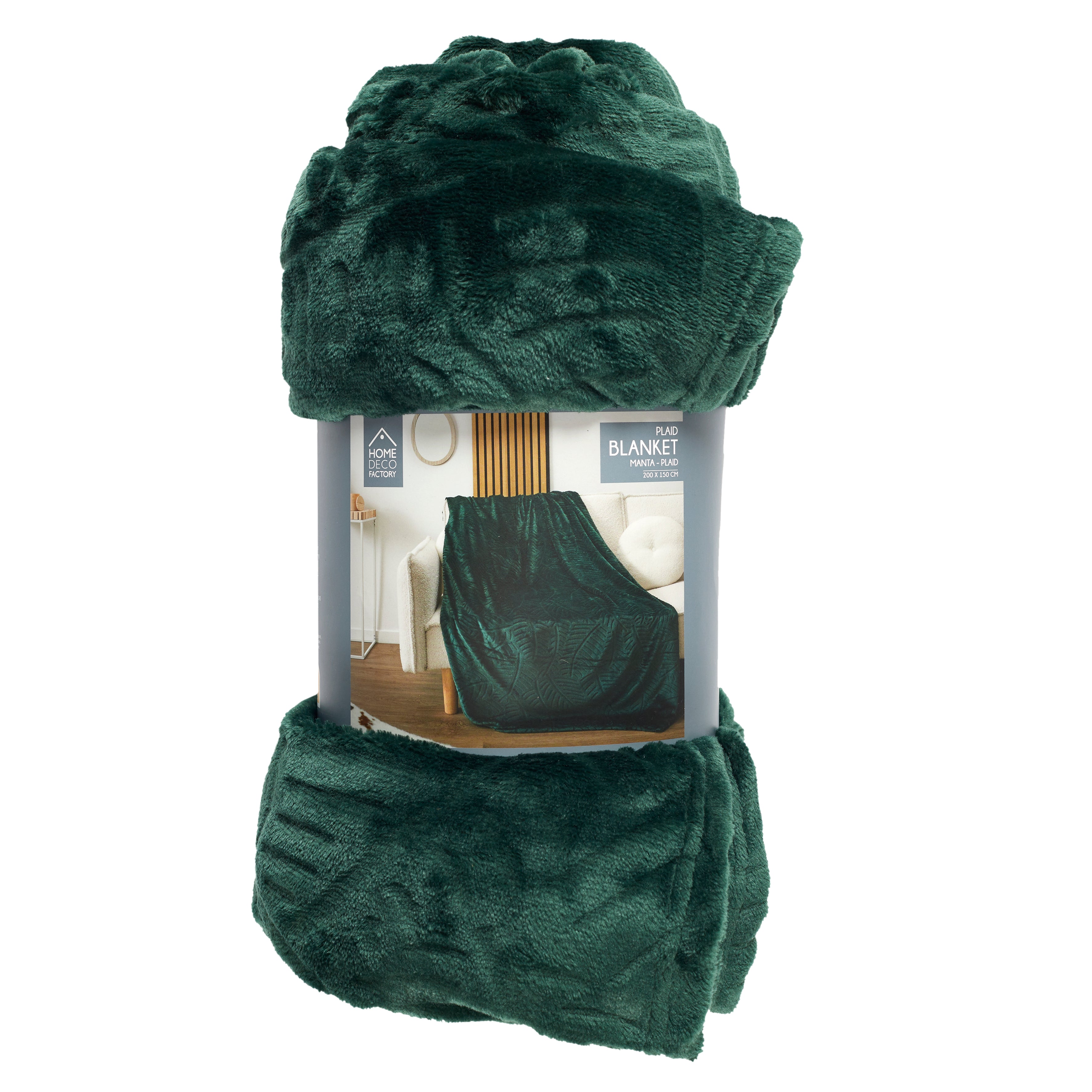 PLAID FLANELLE EMBOSSE VERT SAPIN 150X200CM