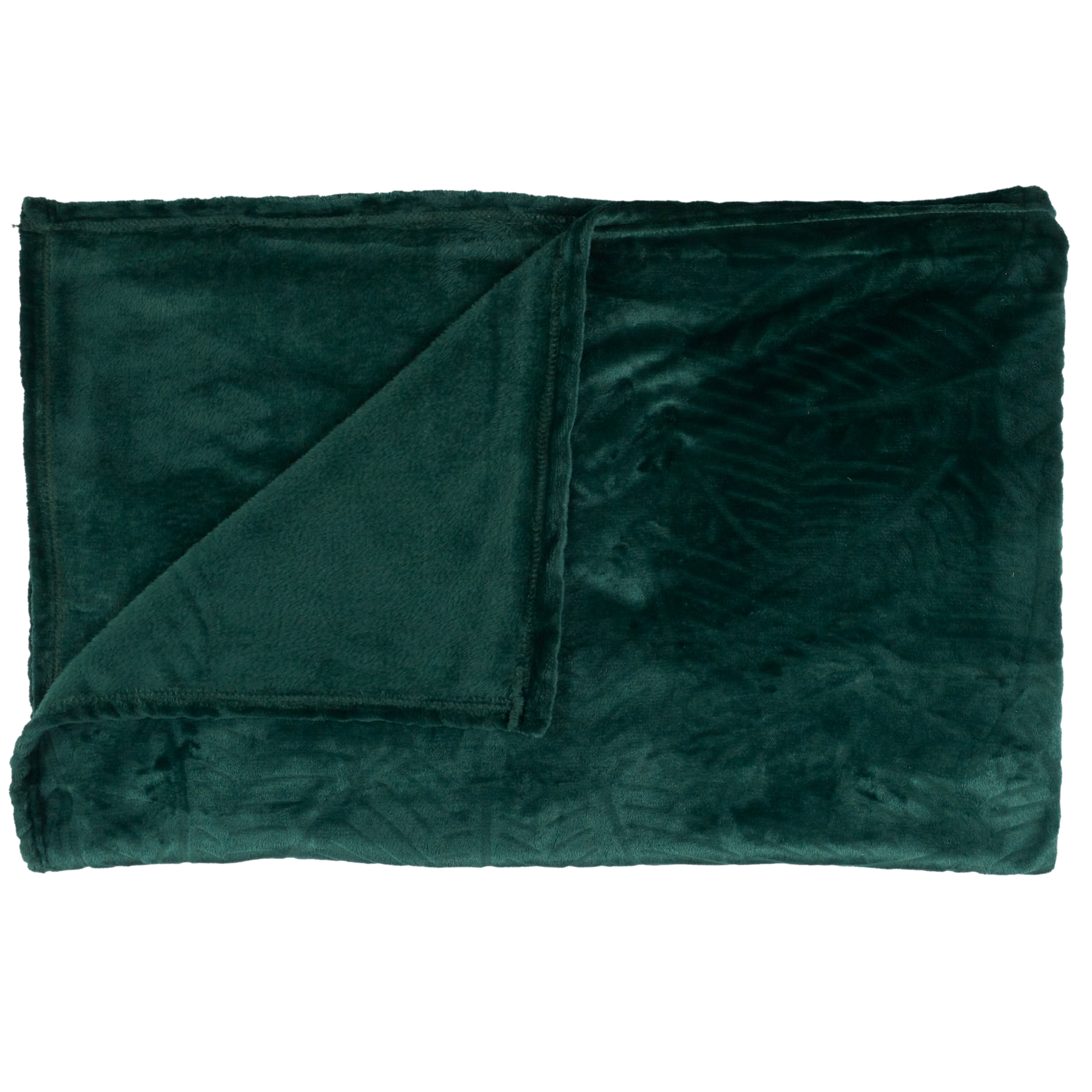 PLAID FLANELLE EMBOSSE VERT SAPIN 150X200CM
