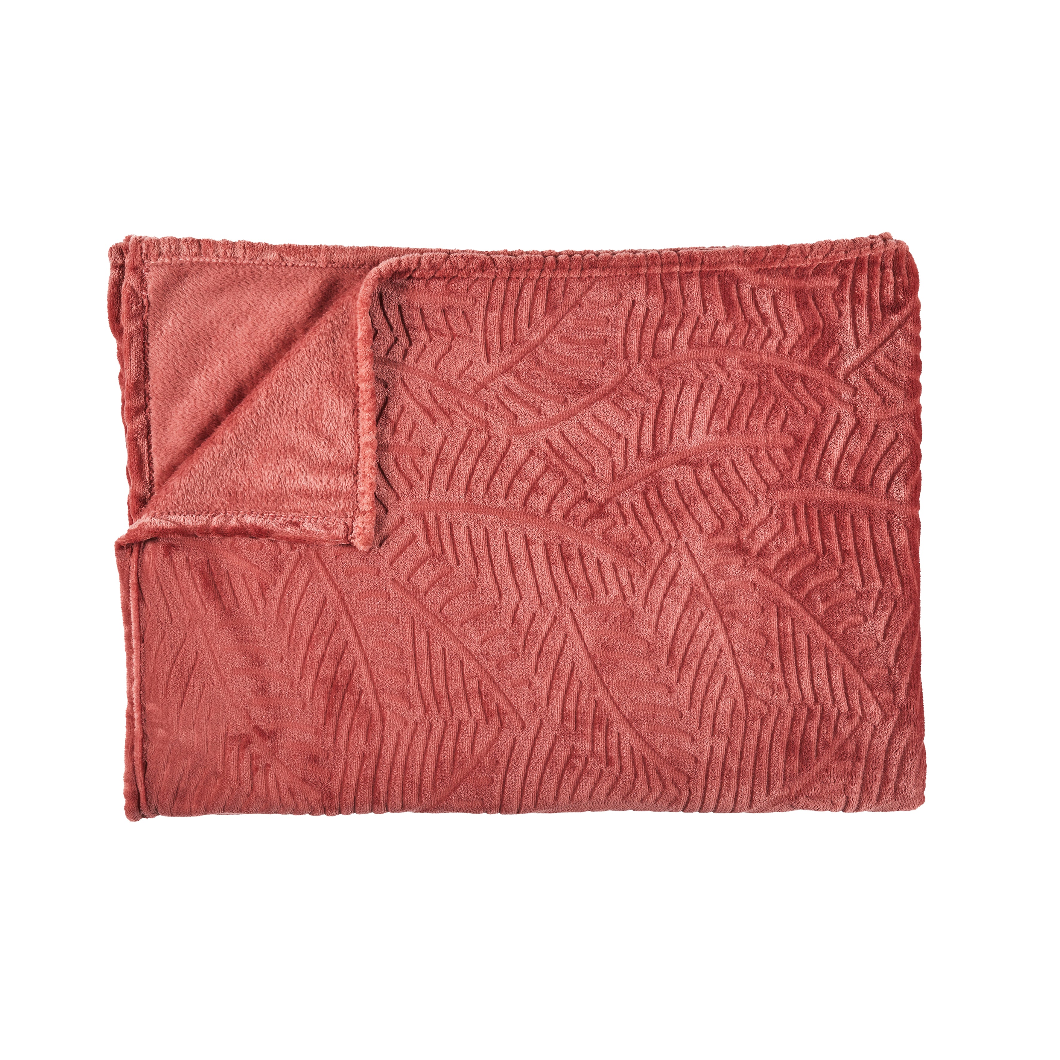 PLAID FLANELLE EMBOSSE TERRACOTTA 120X150CM