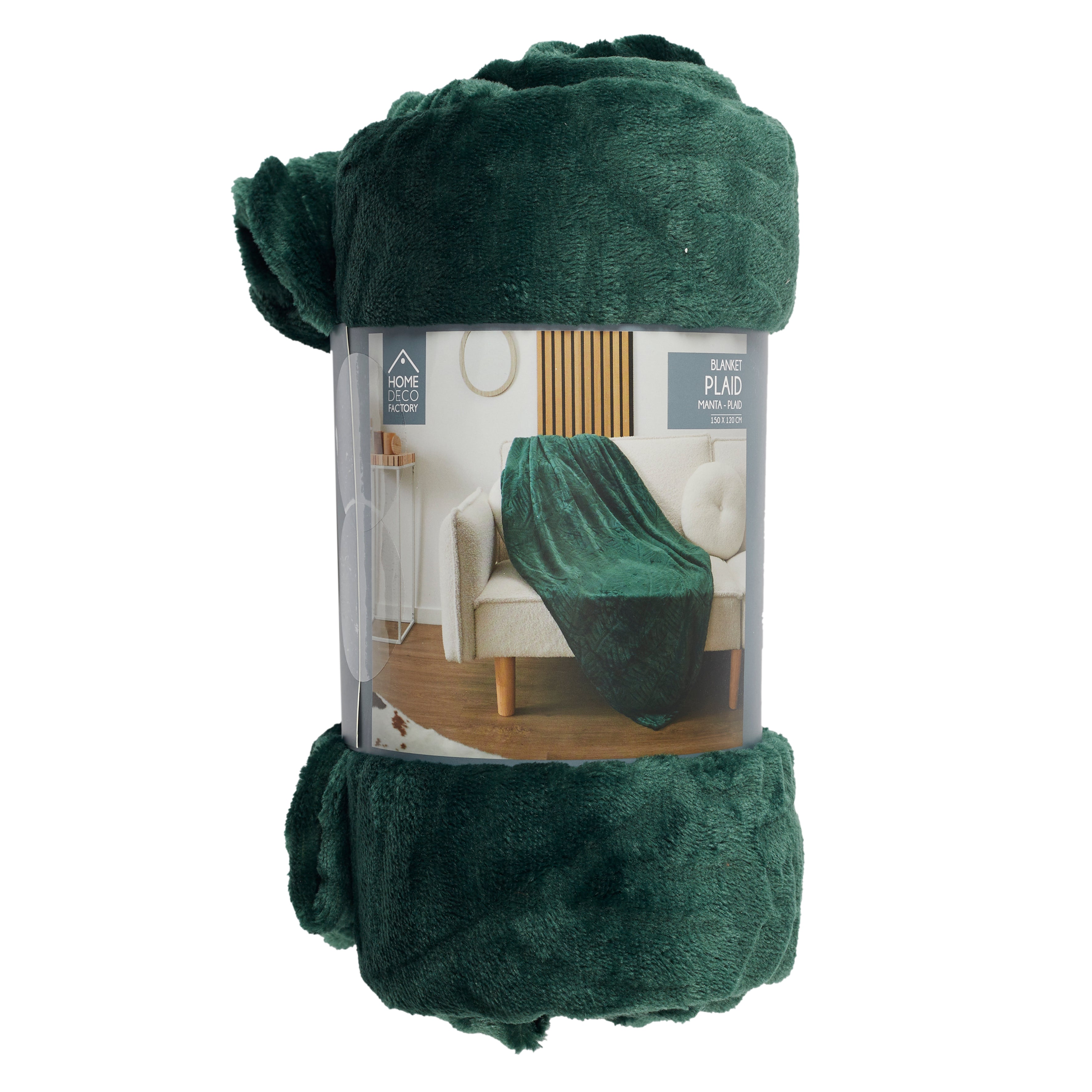 PLAID FLANELLE EMBOSSE VERT SAPIN 120X150CM