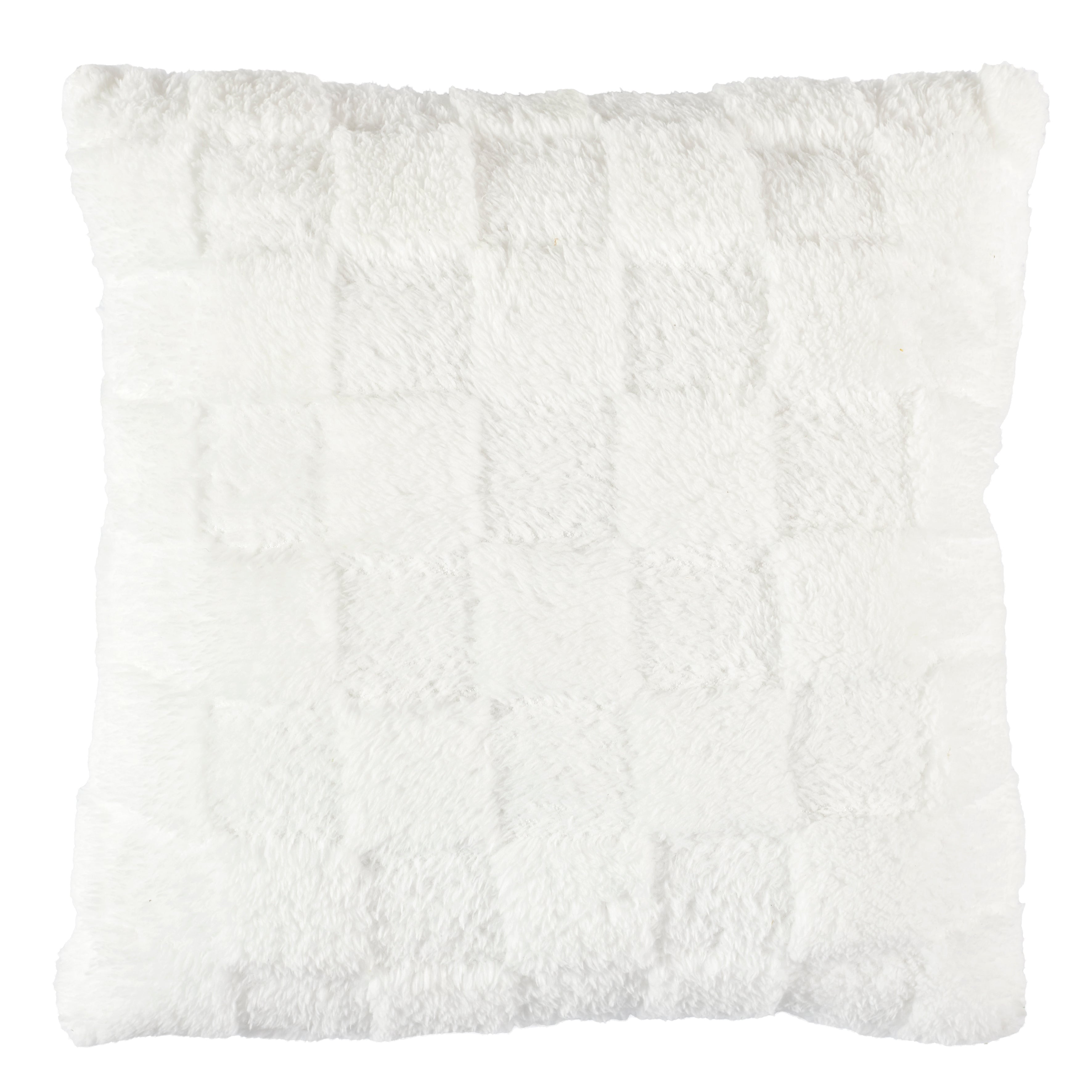 COUSSIN FLANELLE DAMIER BLANC ET BEIGE 40X40CM