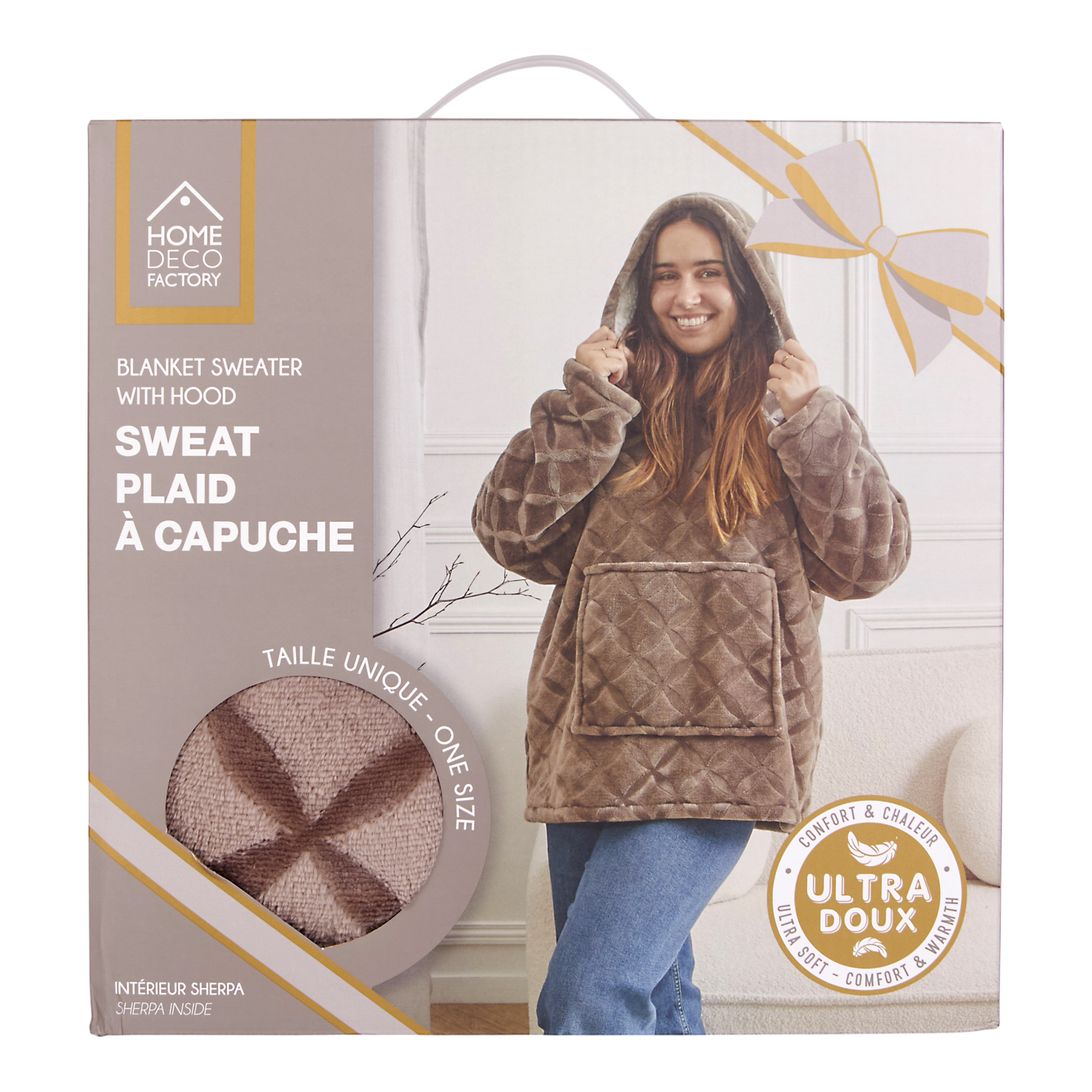 SWEAT PLAID EMBOSSE INT SHERPA BRUN