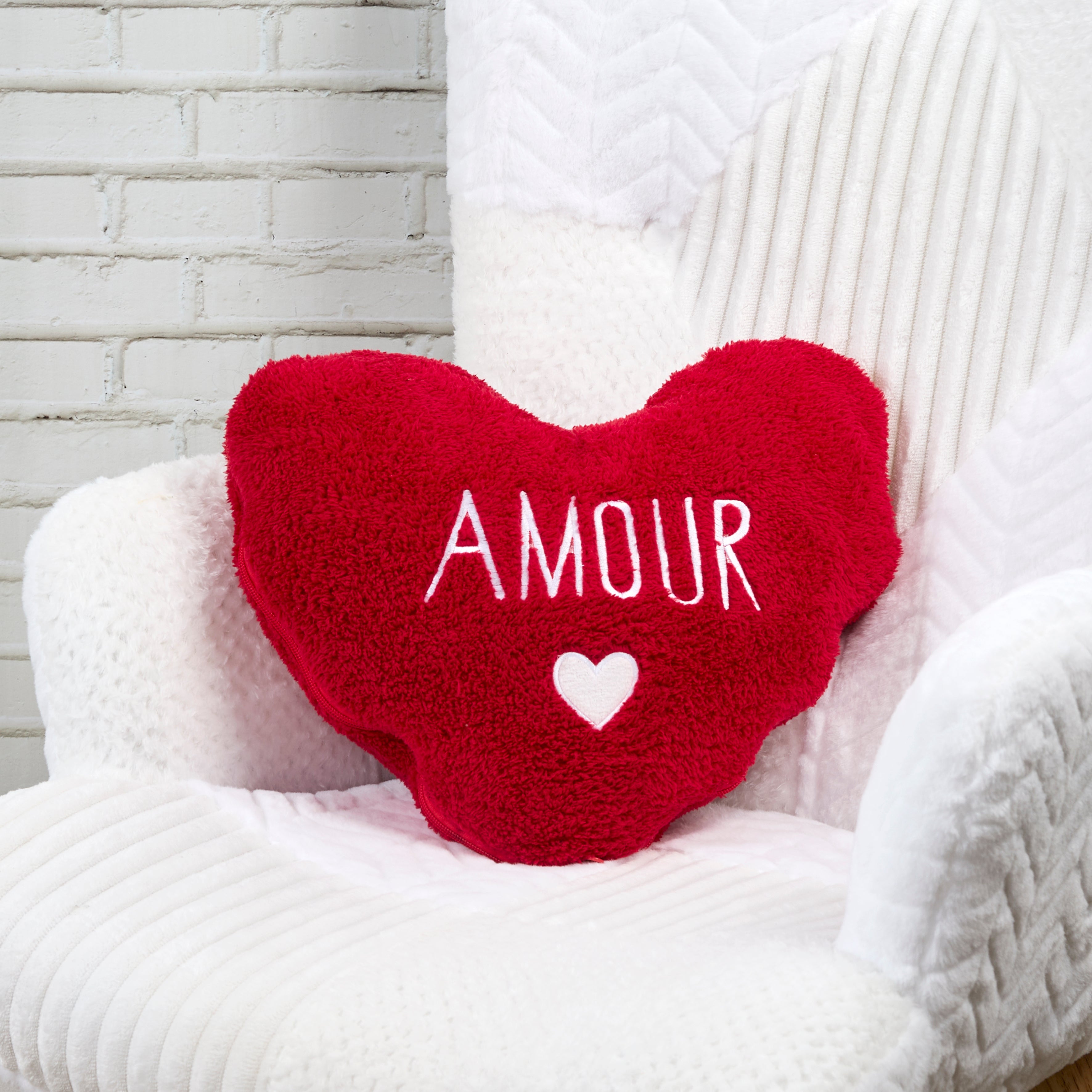COUSSIN ET PLAID SHERPA COEUR 120X150CM