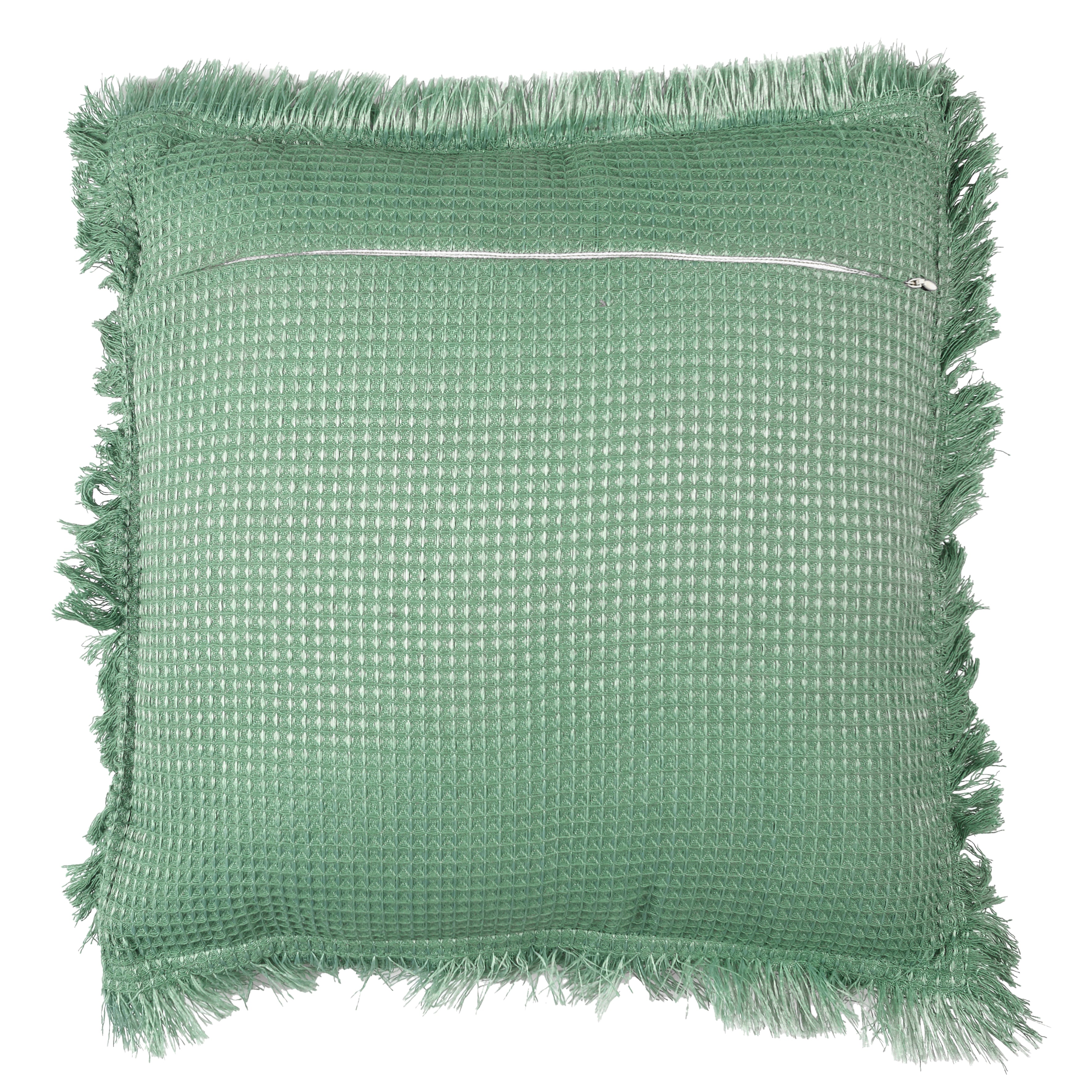COUSSIN GAUFRE VERT SAUGE 40X40CM