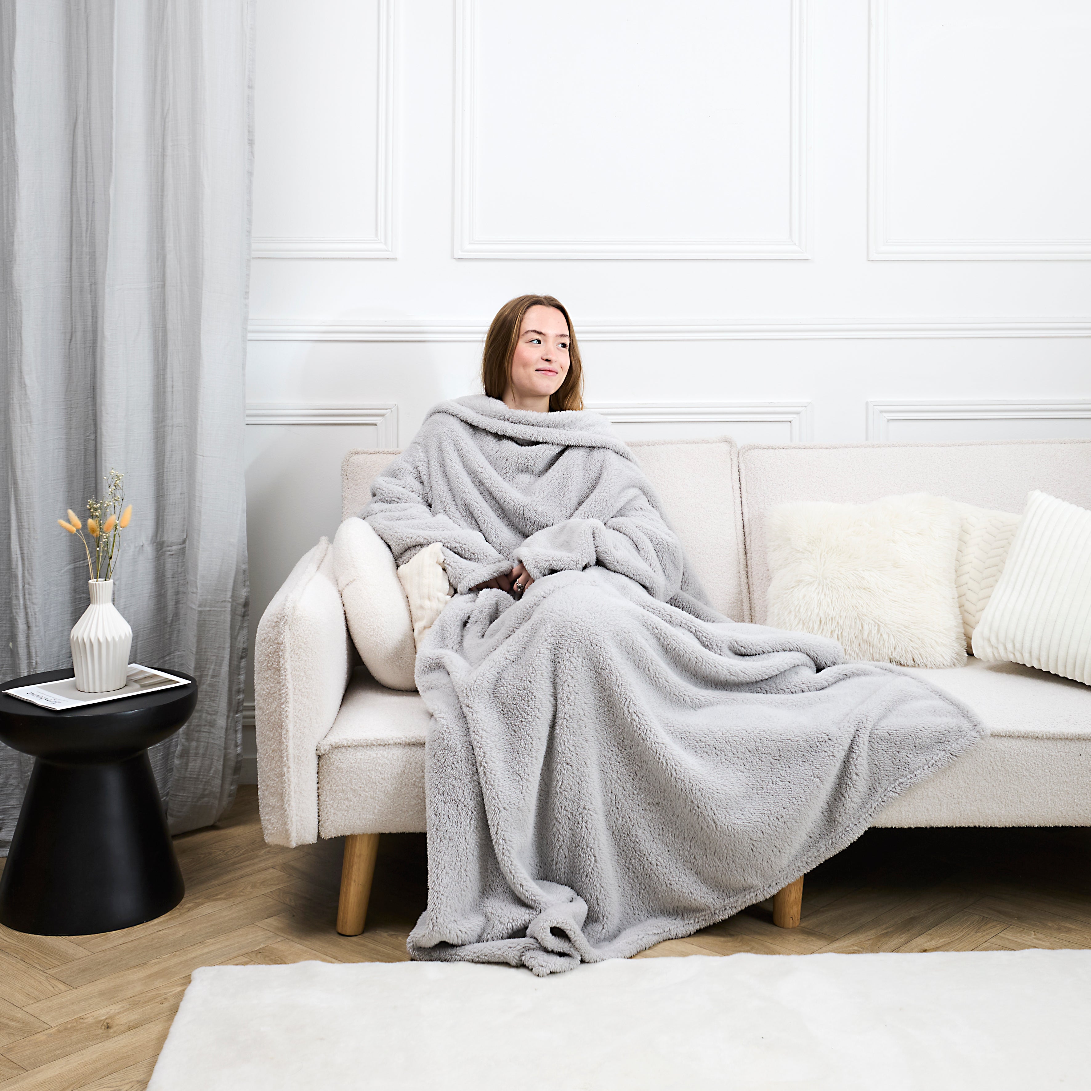 PLAID A MANCHES GRIS CLAIR