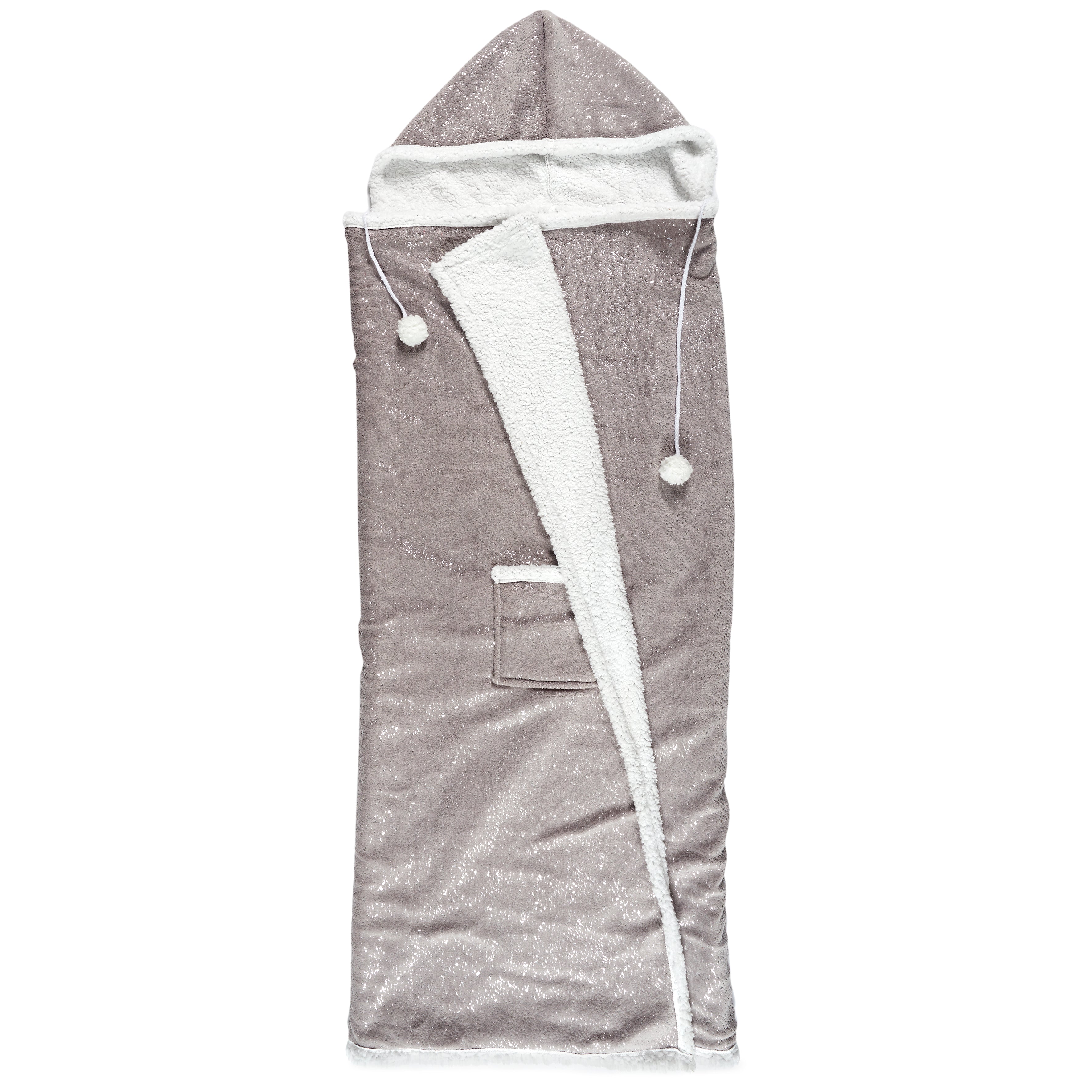SWEAT PONCHO GRIS PRINTE INT SHERPA