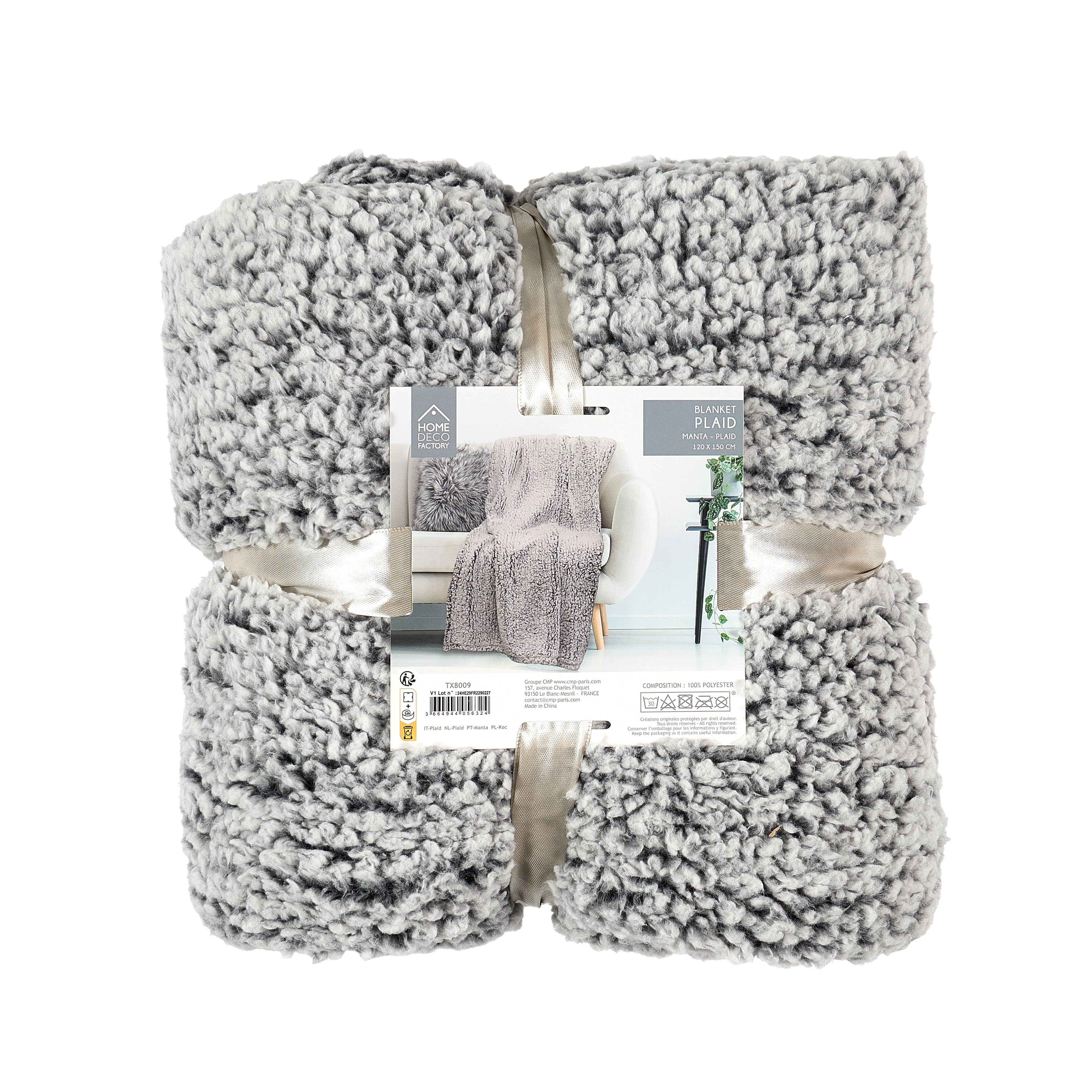 PLAID SHERPA GRIS 120X150CM