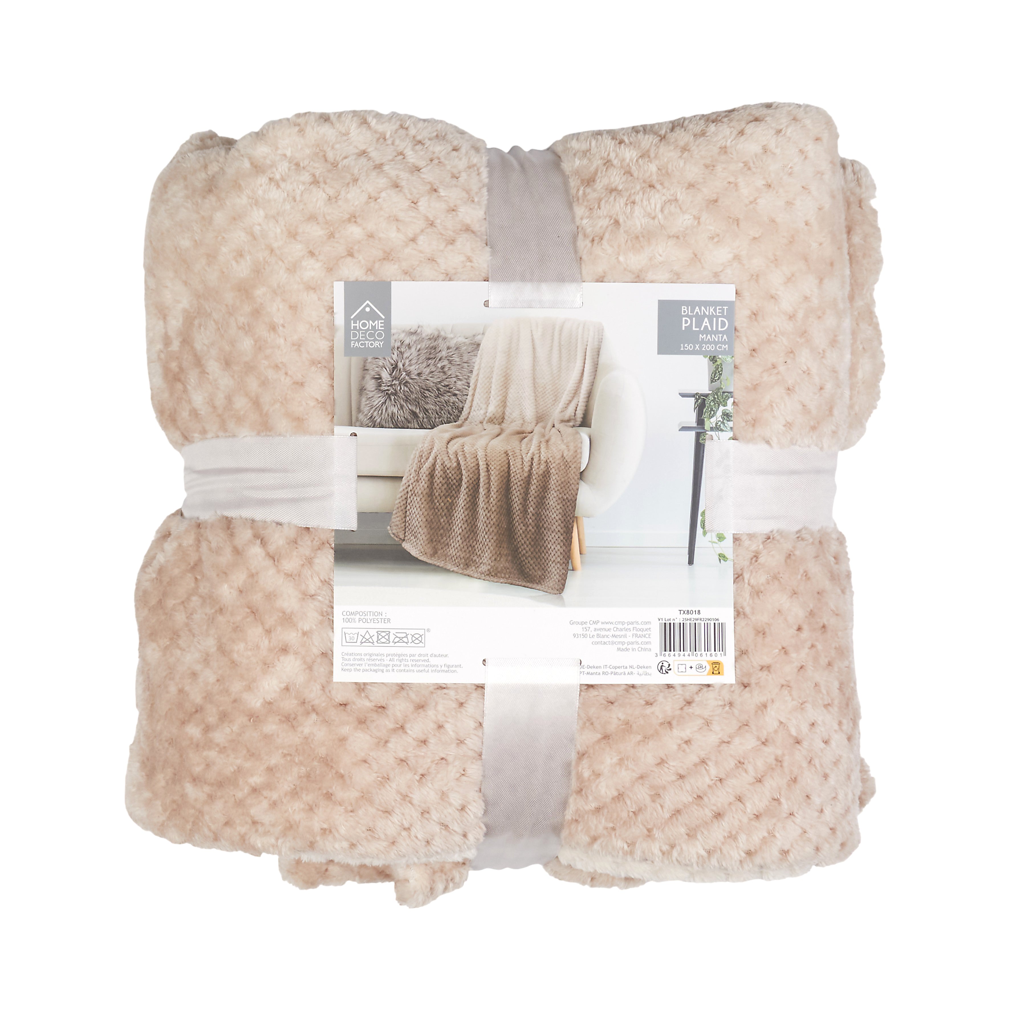 PLAID NID ABEILLE BEIGE XXL 150X200CM