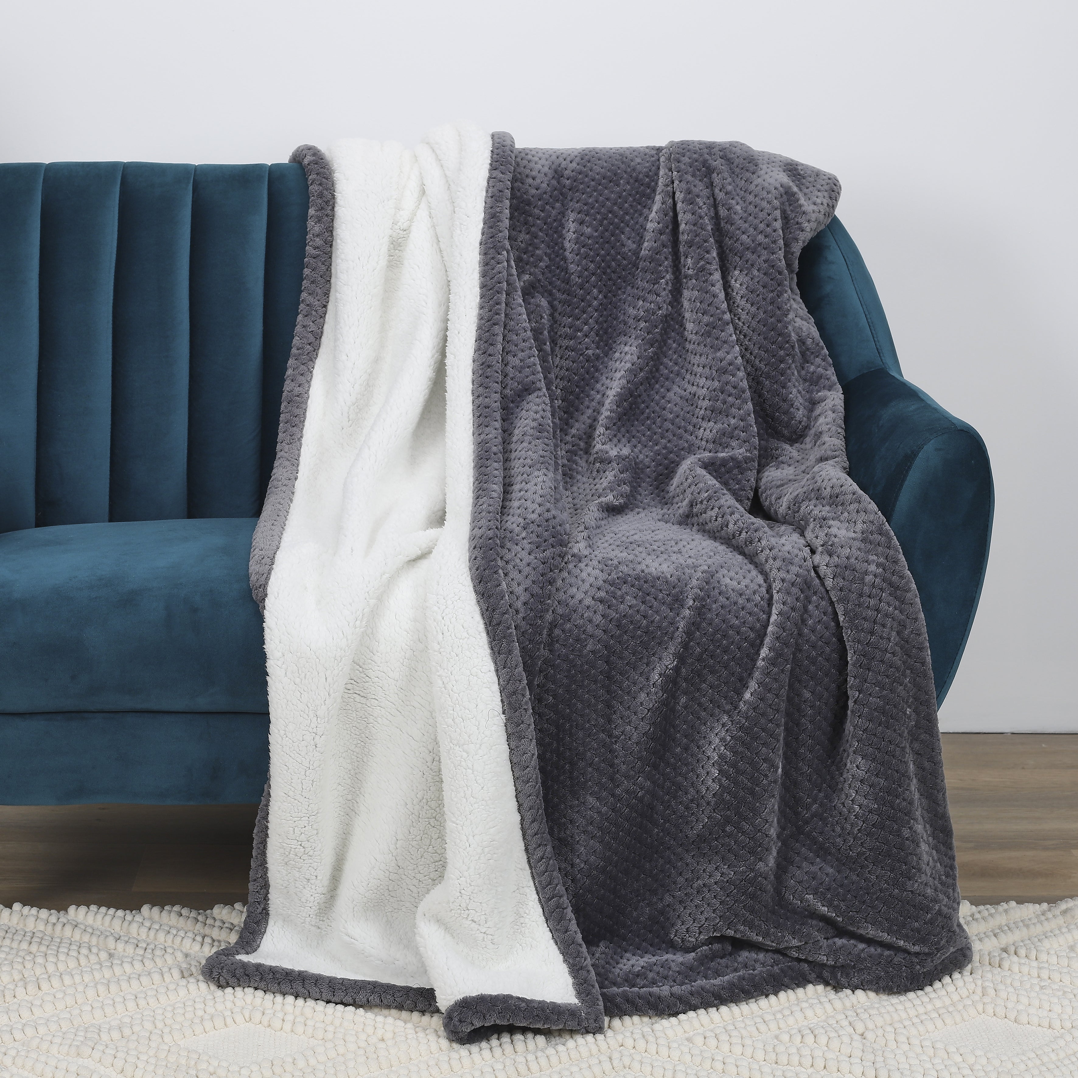 PLAID NID ABEILLE GRIS SHERPA XXL 180X220CM