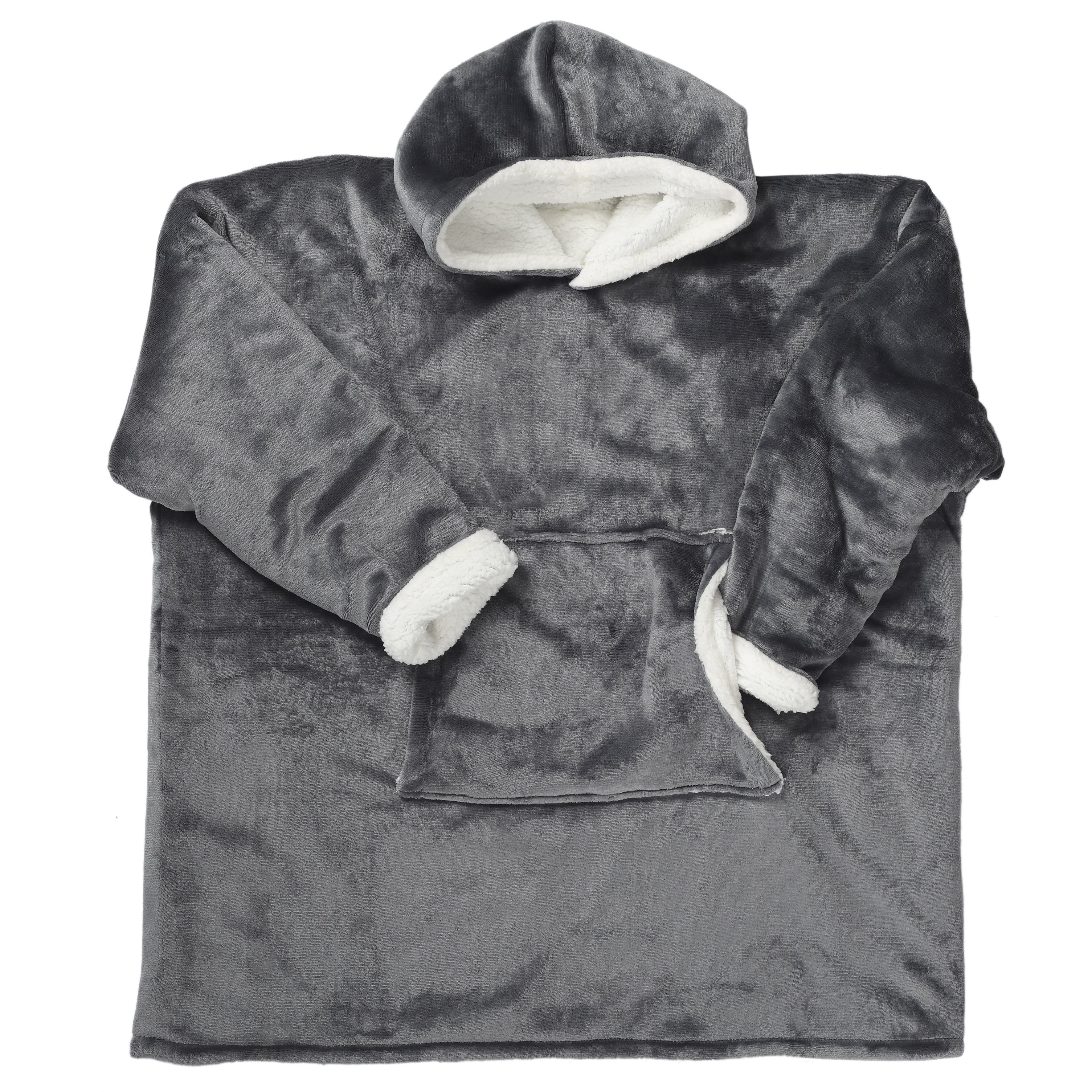SWEAT A CAPUCHE INTERIEUR SHERPA GRIS