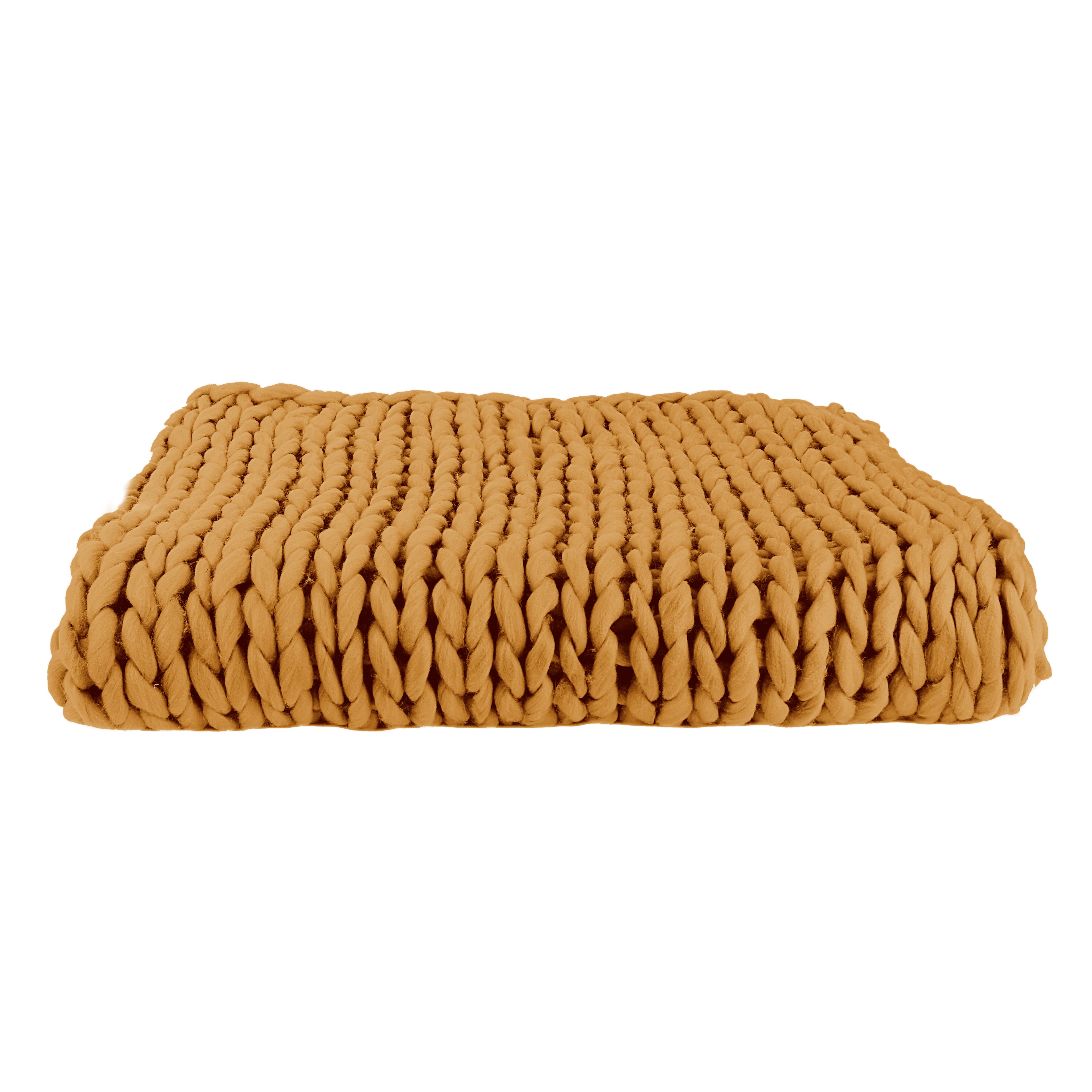 PLAID GROSSE MAILLE CHUNKY JAUNE 120X150CM