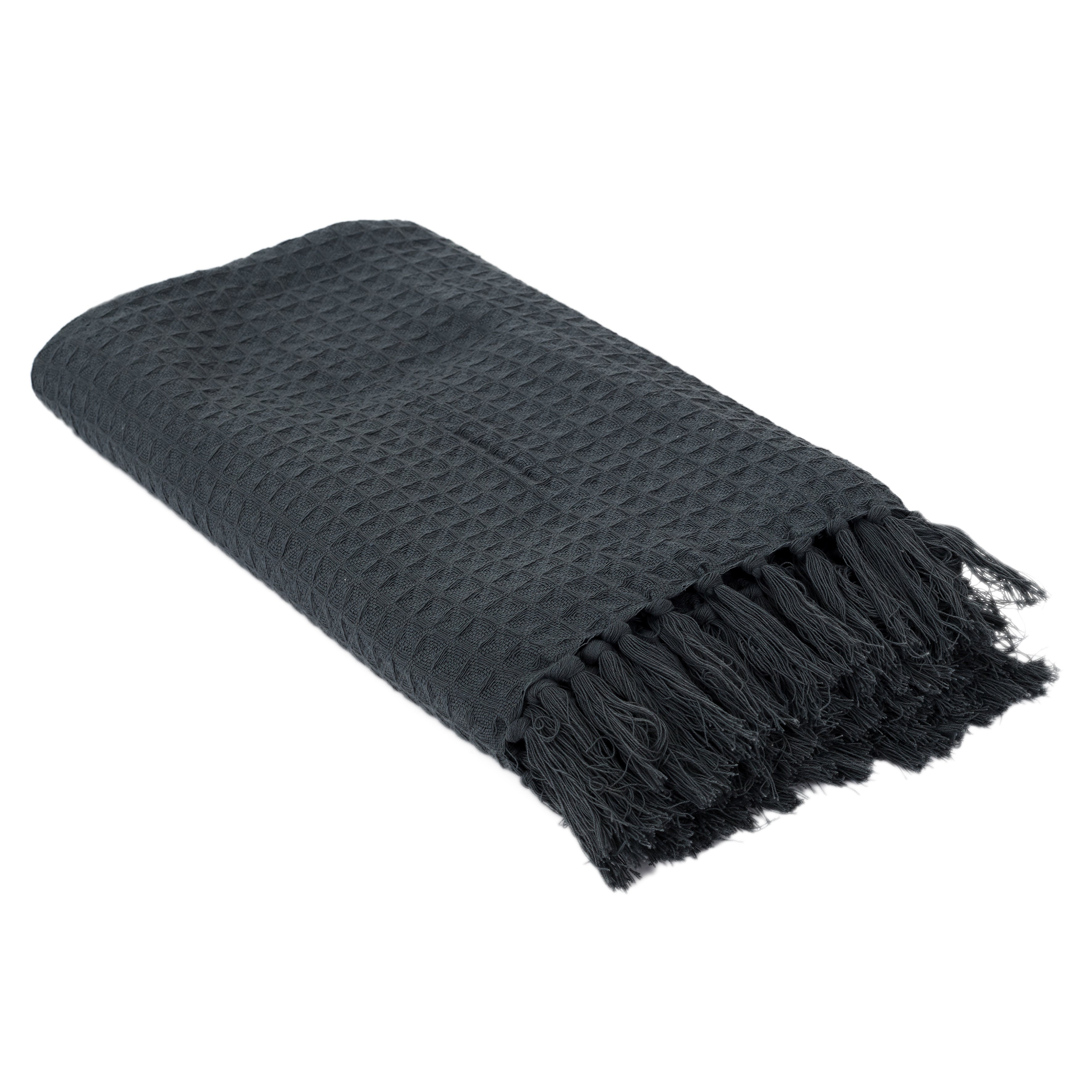 JETE DE CANAPE GAUFRE GRIS ANTHRACITE 130X160CM