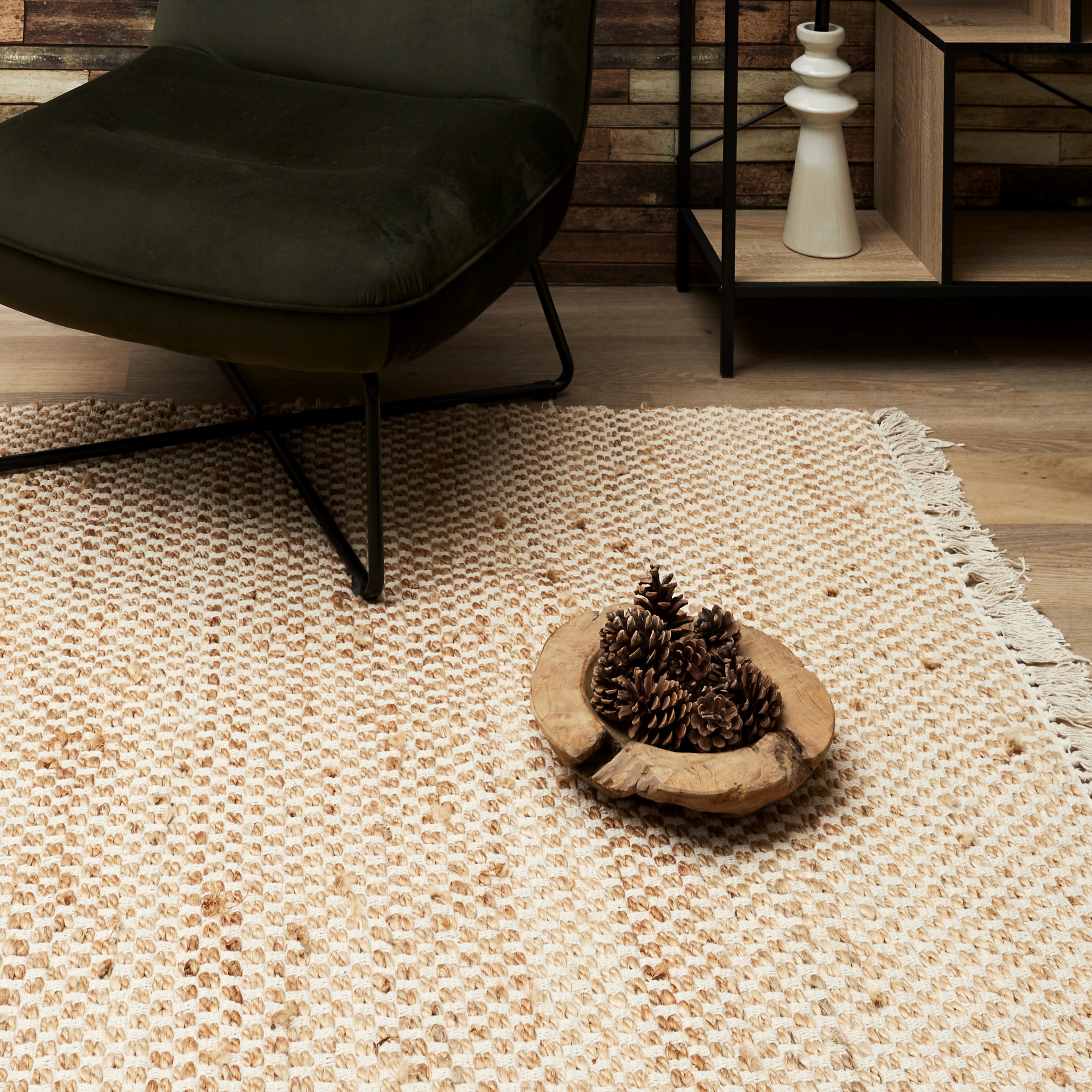 TAPIS JUTE AVEC FRANGES 120X170CM