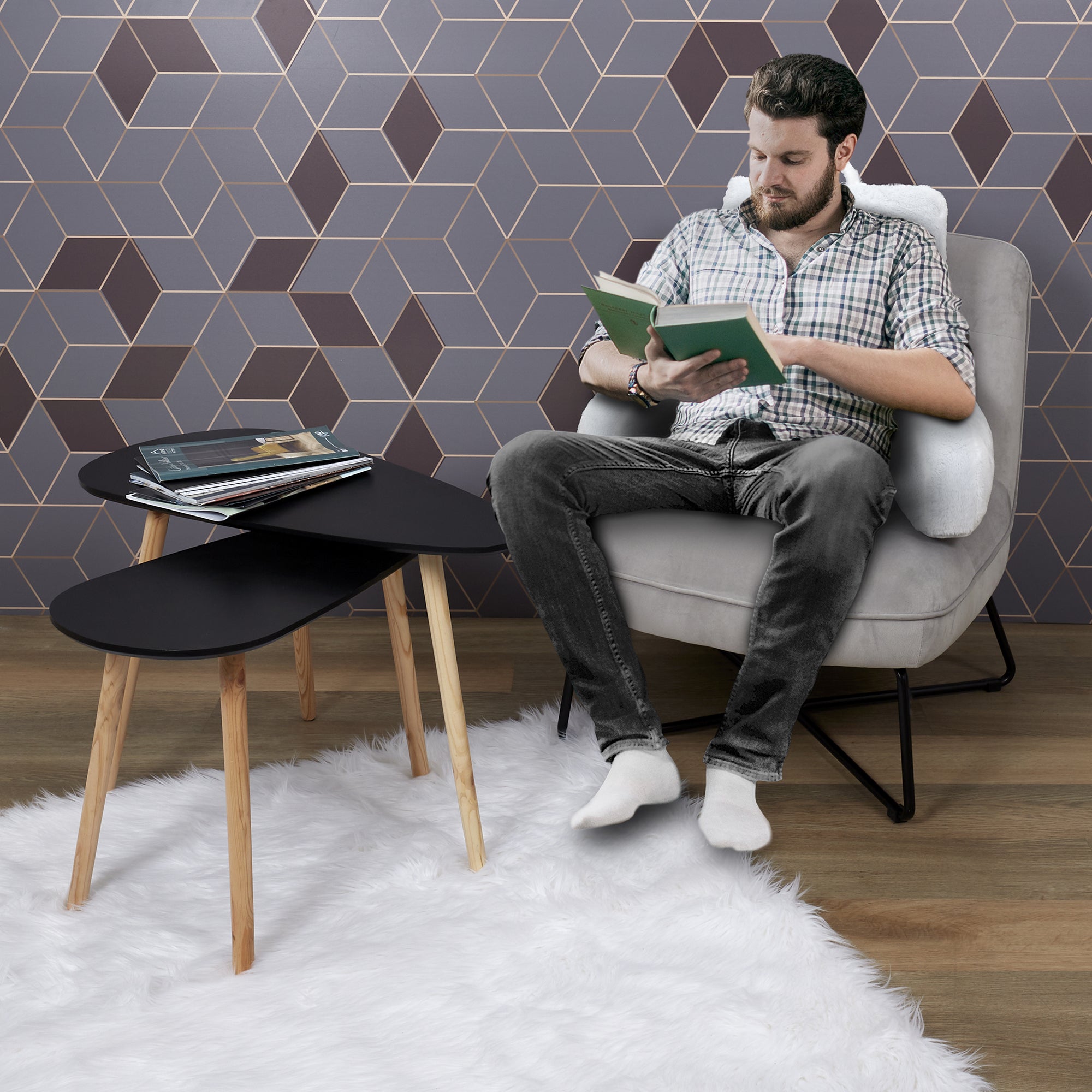 COUSSIN DE LECTURE LOMBAIRE GRIS 86X45CM