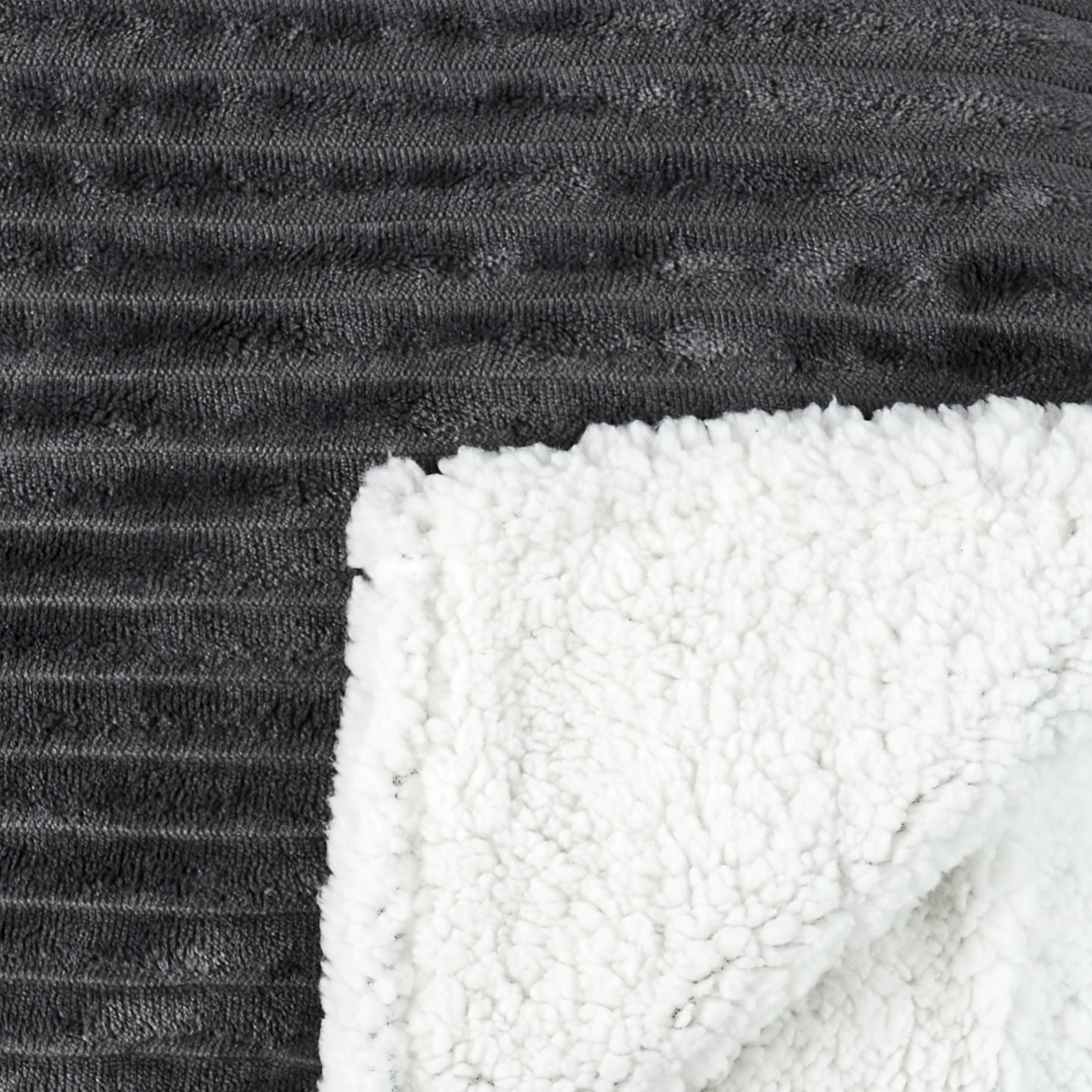 PLAID FLANELLE COTELE SHERPA GRIS 180X220CM