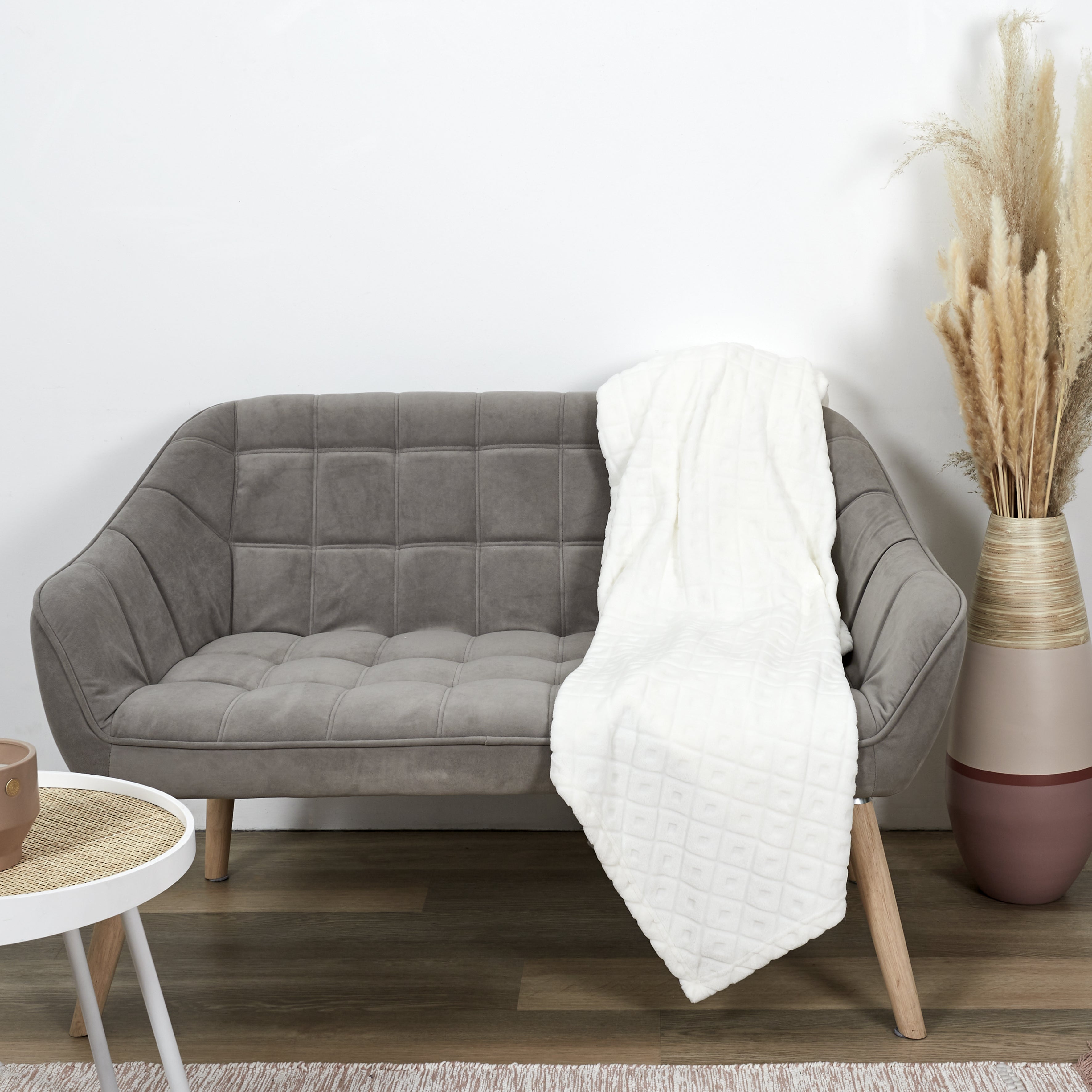 PLAID EMBOSSE BEIGE 140X200CM