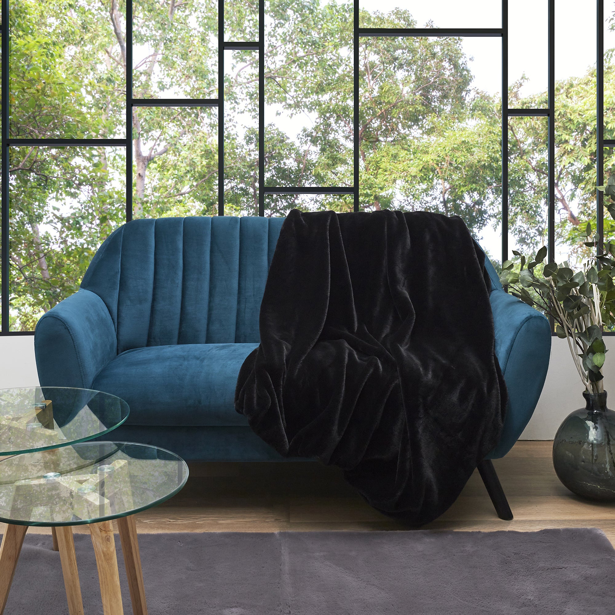 PLAID IMIT FOURRURE OPULENCE NOIR 120X150CM