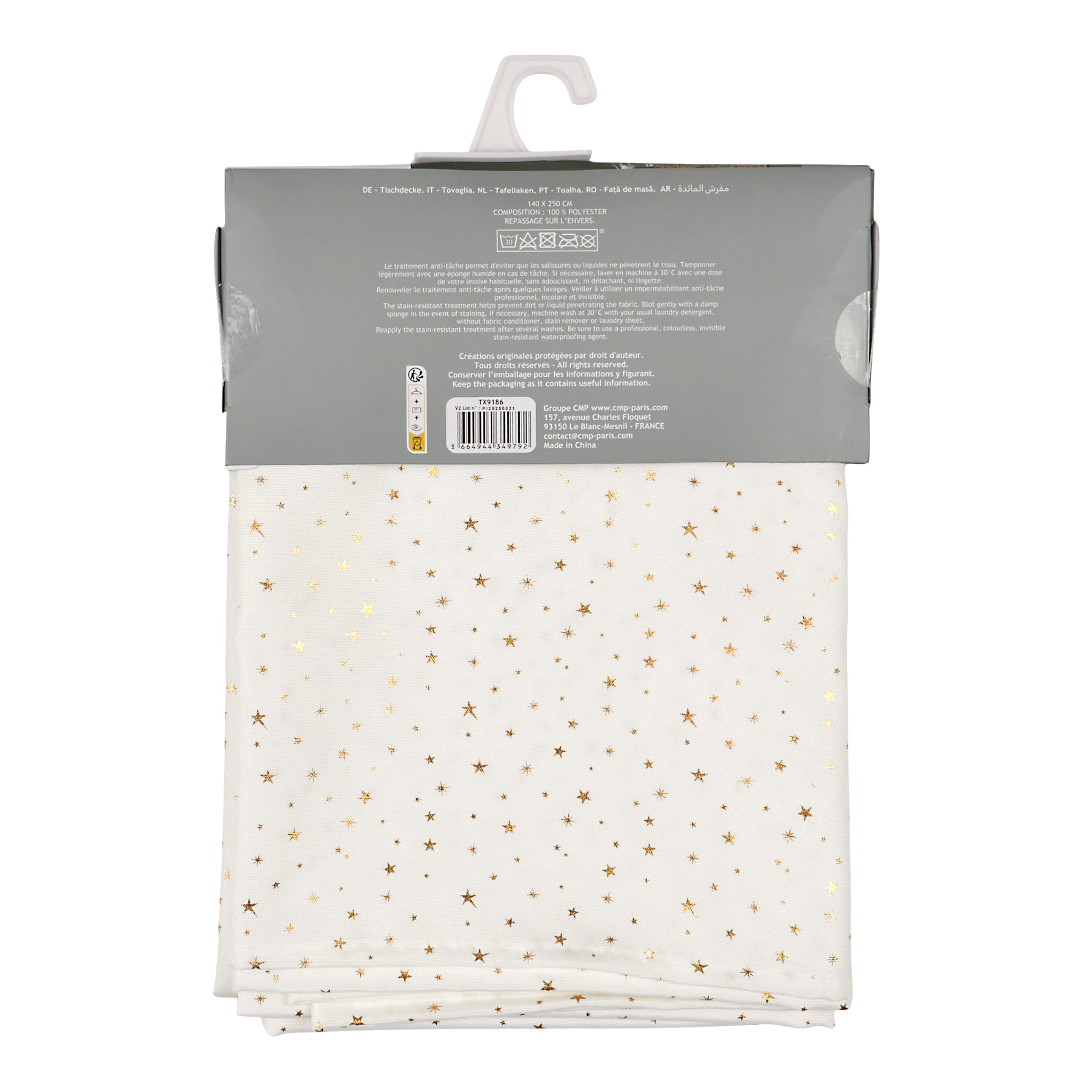 NAPPE MOTIF ETOILE DOREE 140X250CM