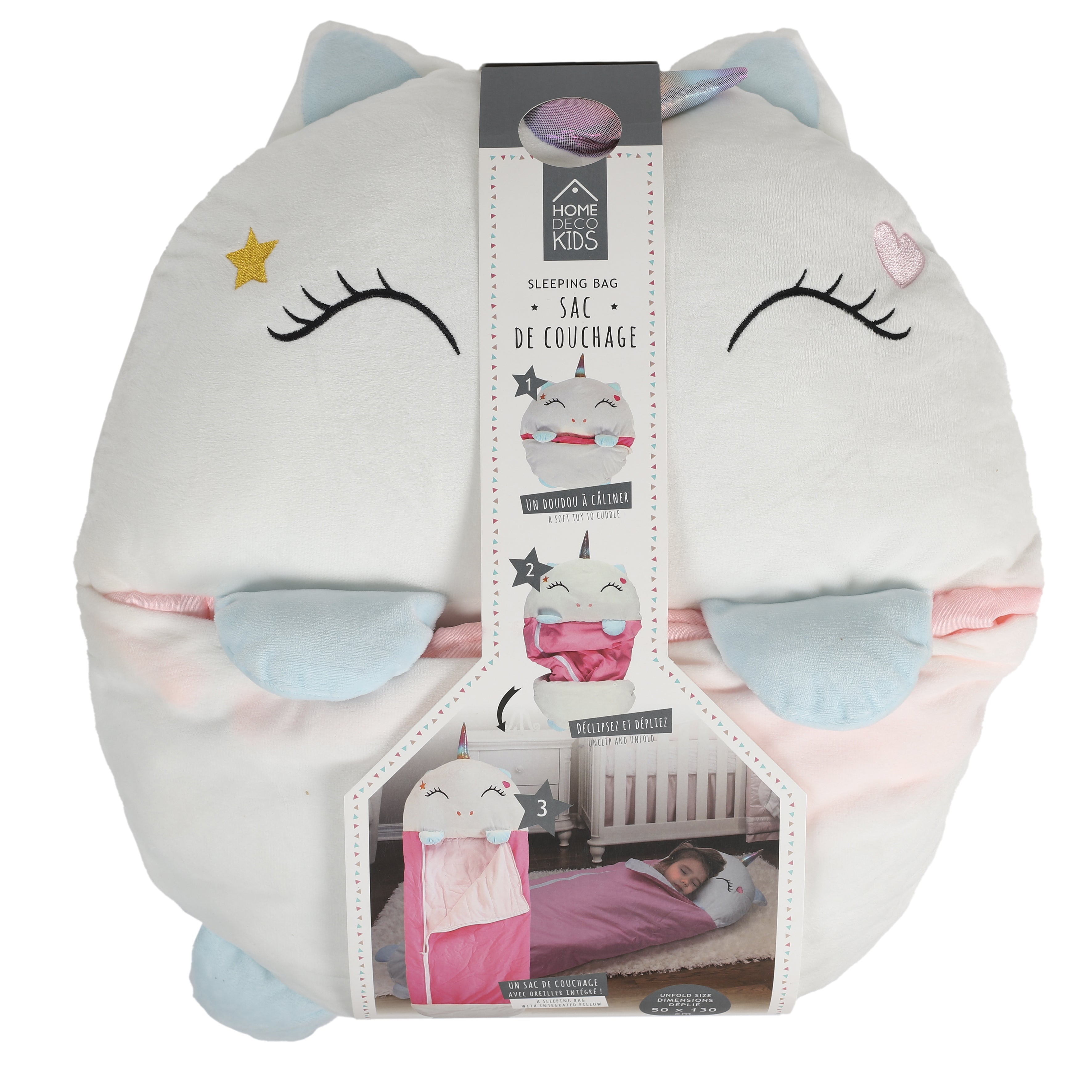 SAC DE COUCHAGE LICORNE CONVERTIBLE 130X50CM