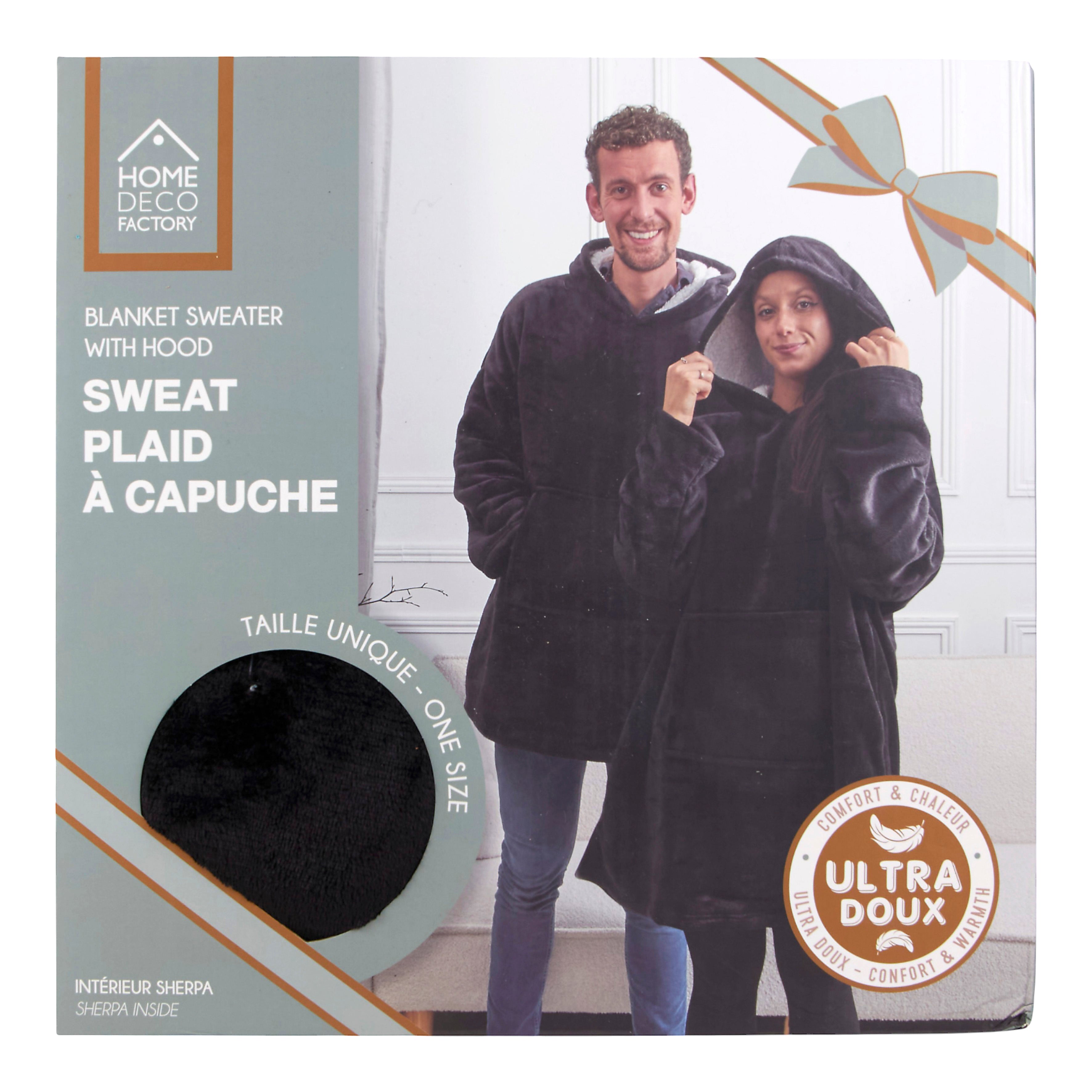 SWEAT A CAPUCHE INTERIEUR SHERPA NOIR