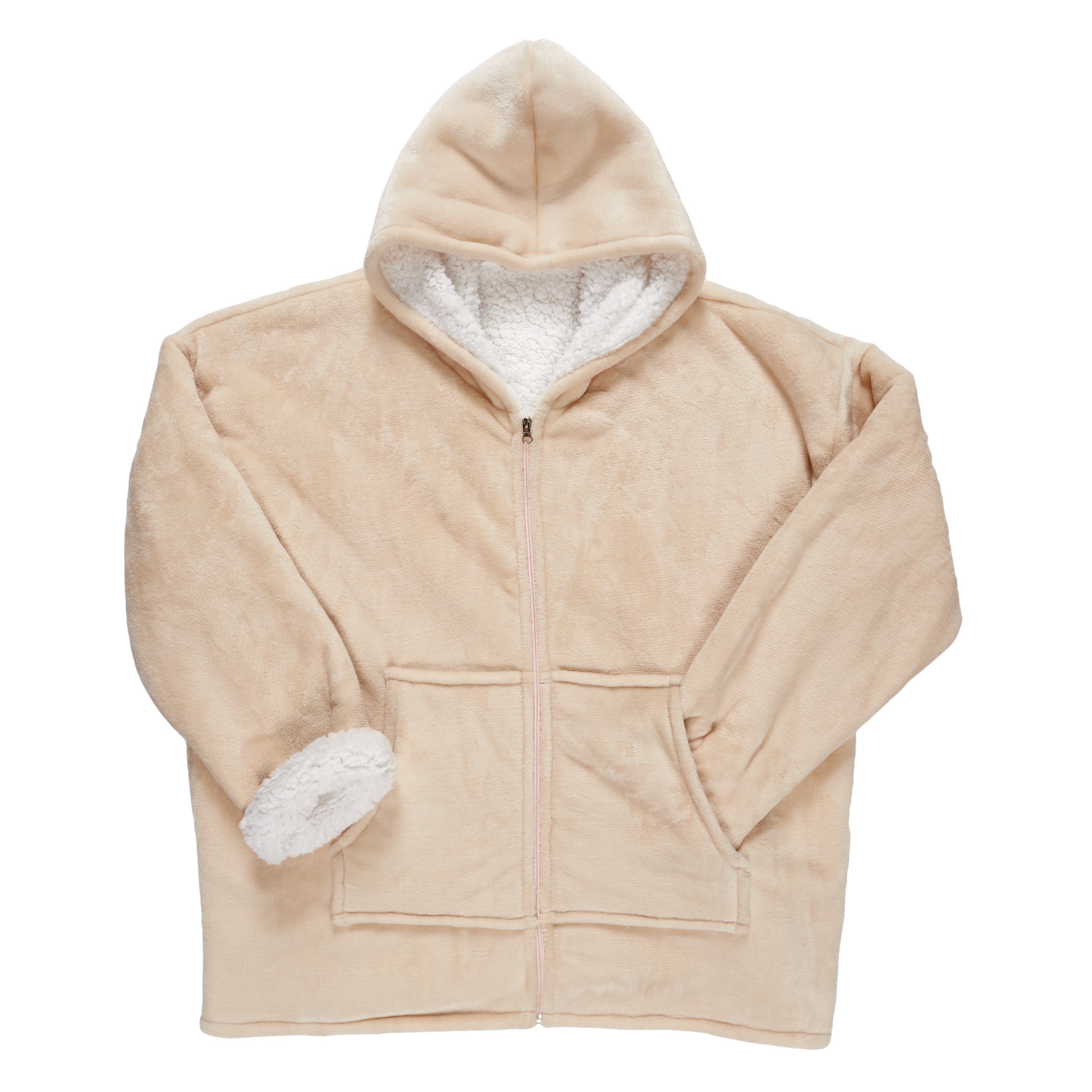 SWEAT A CAPUCHE FERMETURE INTERIEUR BEIGE