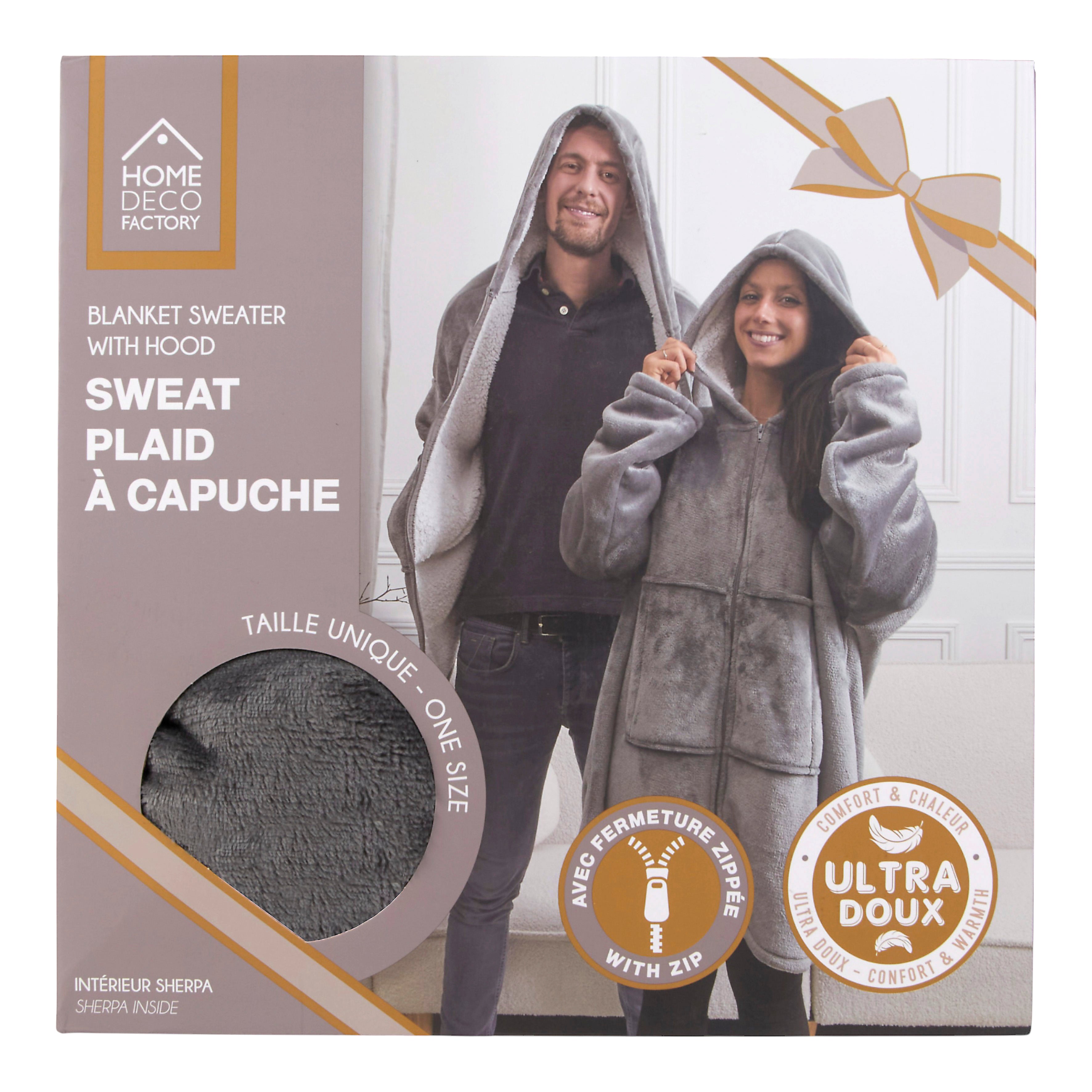 SWEAT A CAPUCHE FERMETURE INTERIEUR SHERPA GRIS
